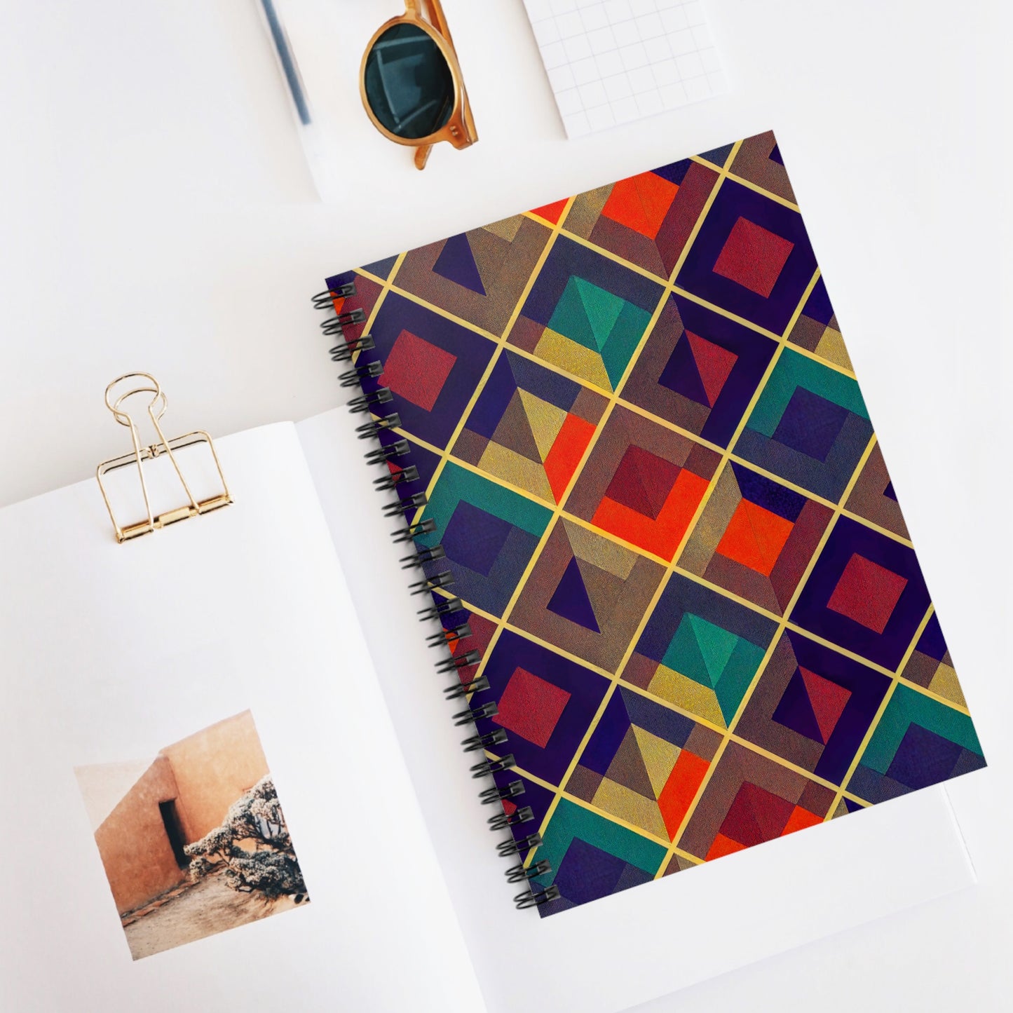 Spiral Notebook with Ruled Line - Herringbone Kaleidoscope