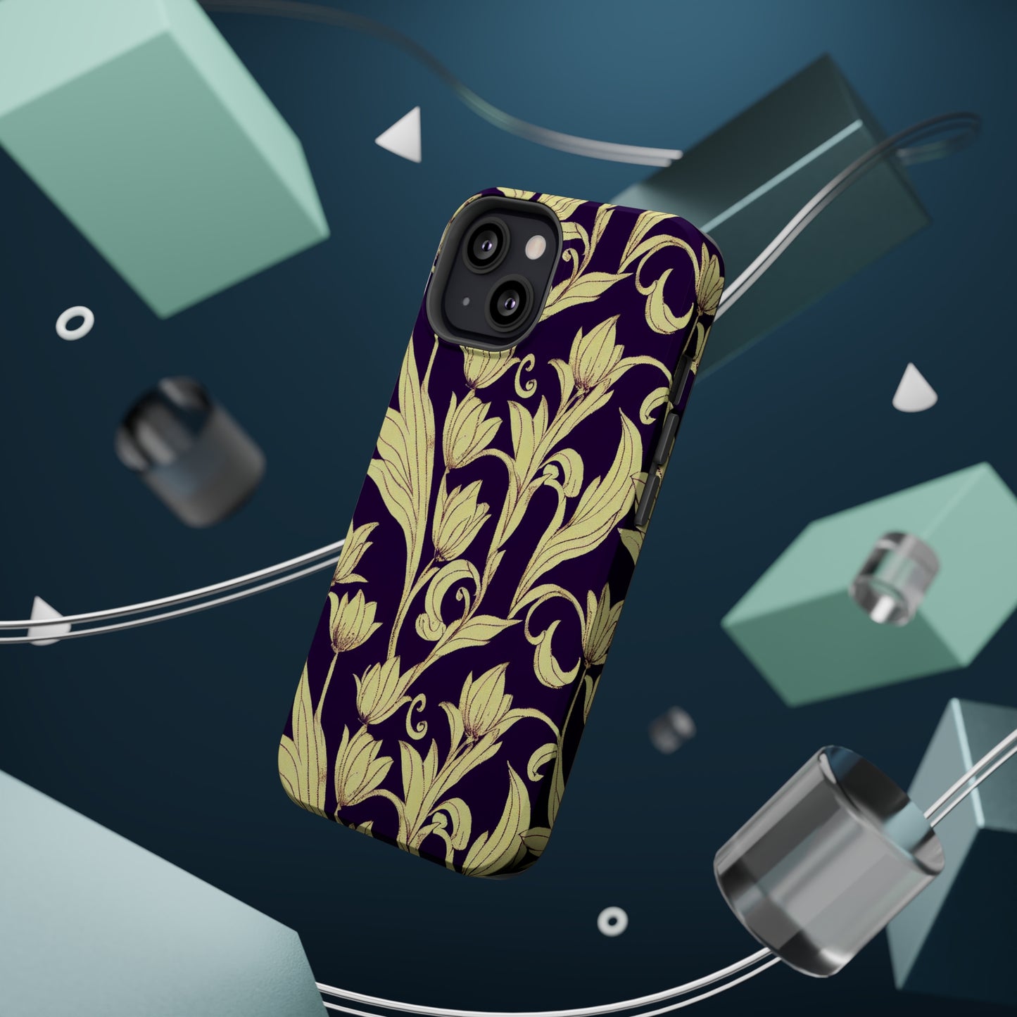 MagSafe Tough iPhone Case - Baroque Blossom Damask