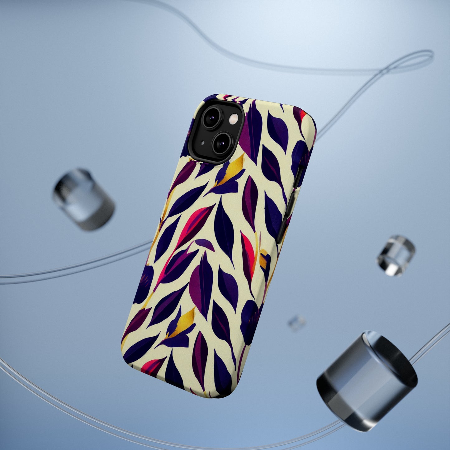 MagSafe Tough iPhone Case - Violet Flourish Damask