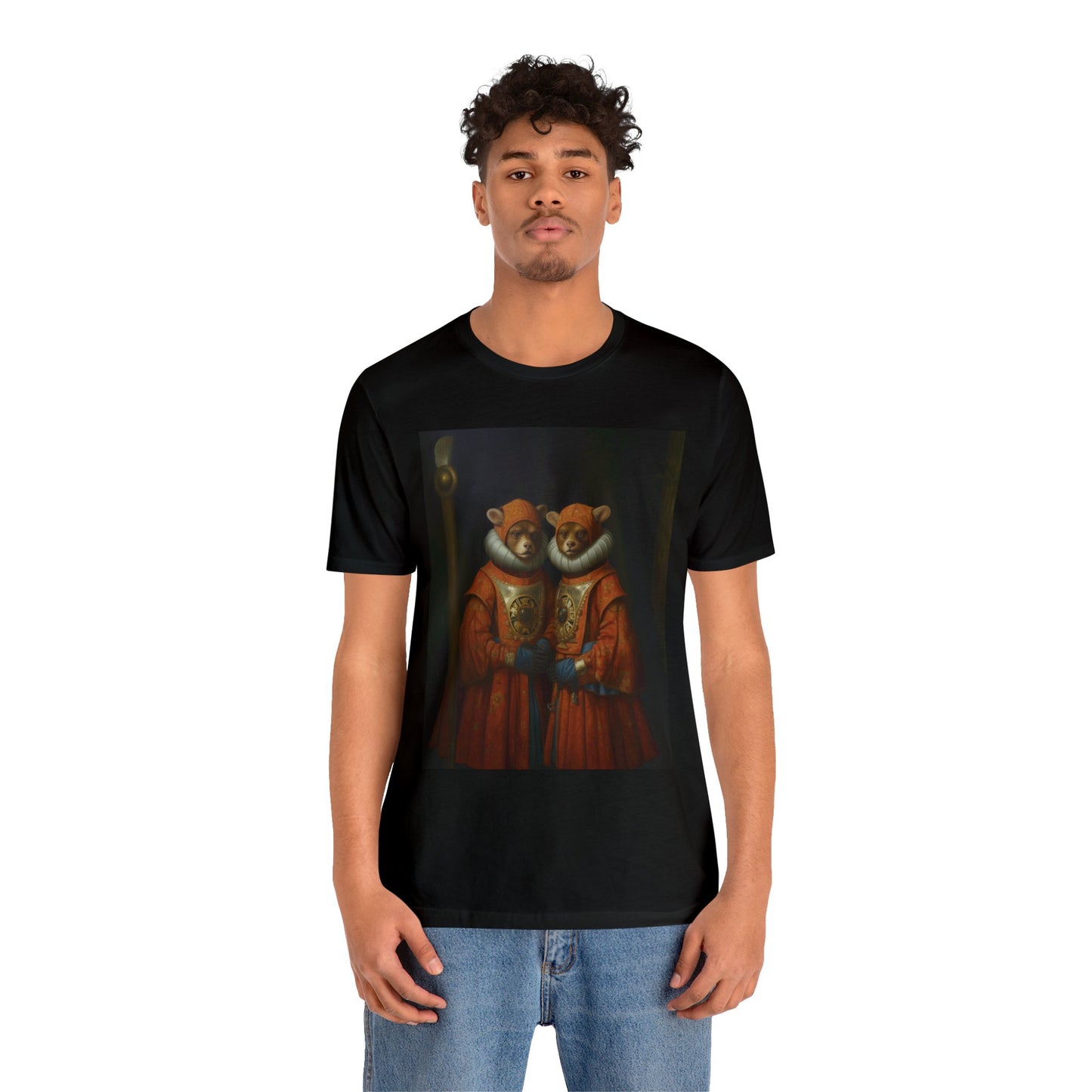 Unisex Jersey Short Sleeve Tee - EwoksBaking in the kitchen wearing an apron