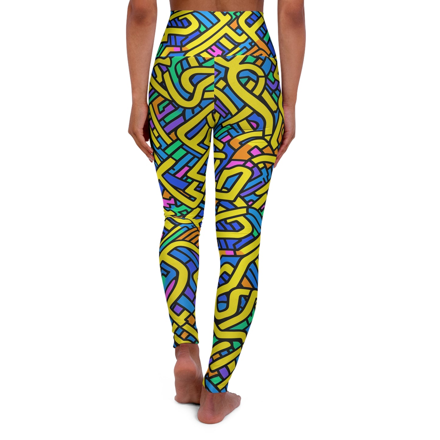 High Waisted Leggings - Bouquet NewYork Stripes