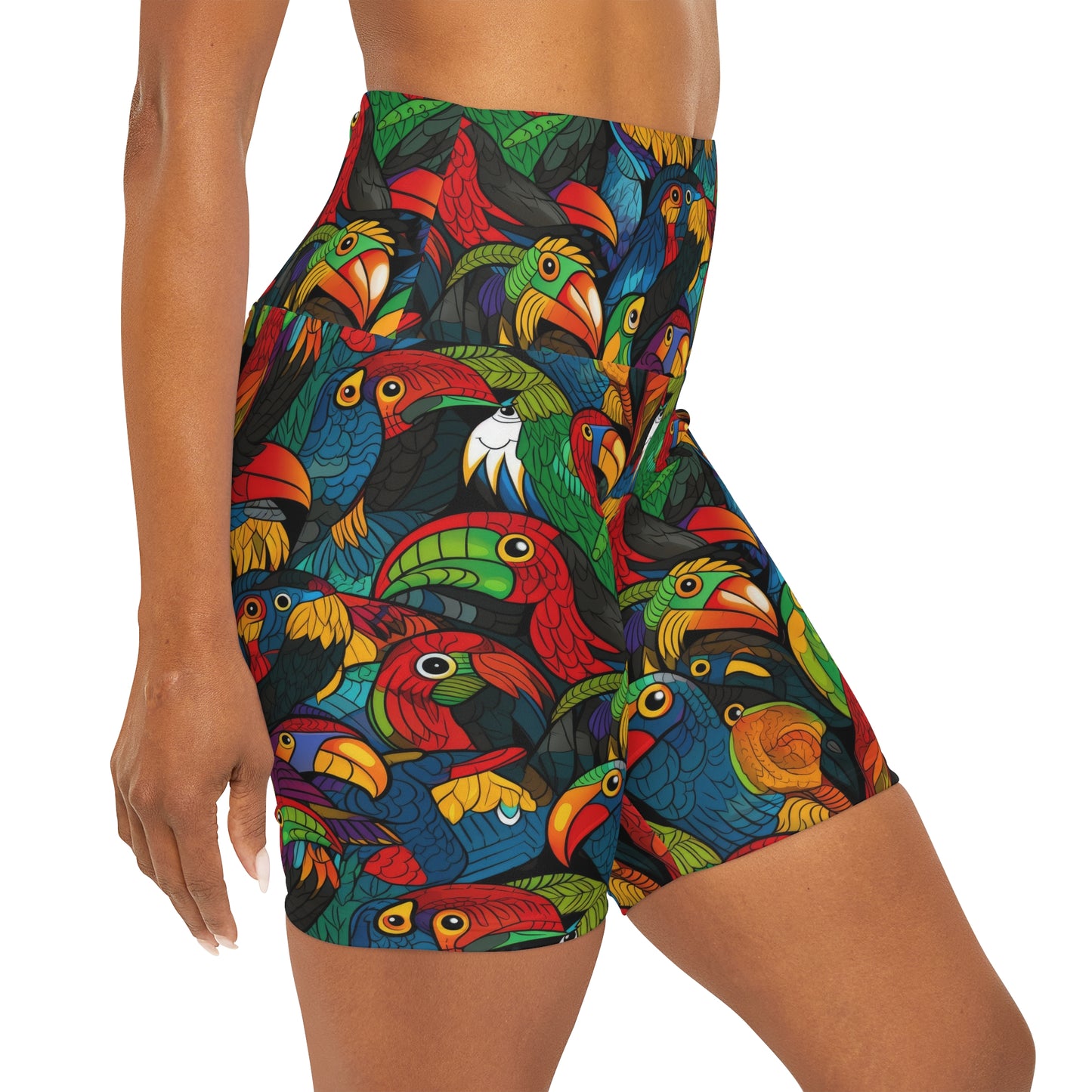 High Waisted Yoga Shorts - Toucan Clan