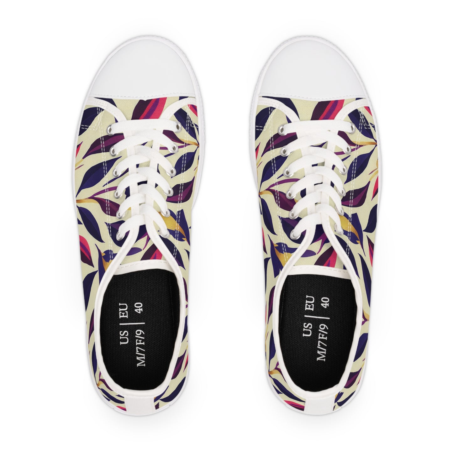 Violet Flourish Damask - Women's Low Top Sneakers