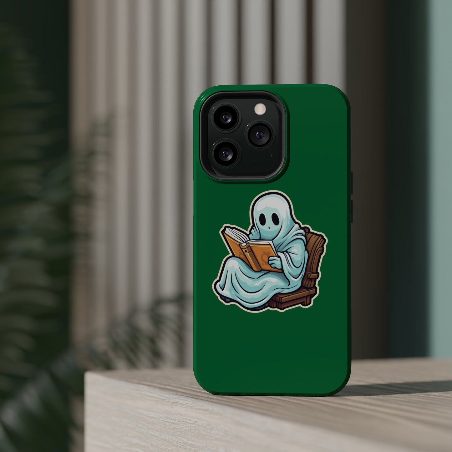 Ghost Reading Books iPhone Case, Halloween Teacher Gift, Librarian, Ghost, Halloween MagSafe Tough iPhone Case