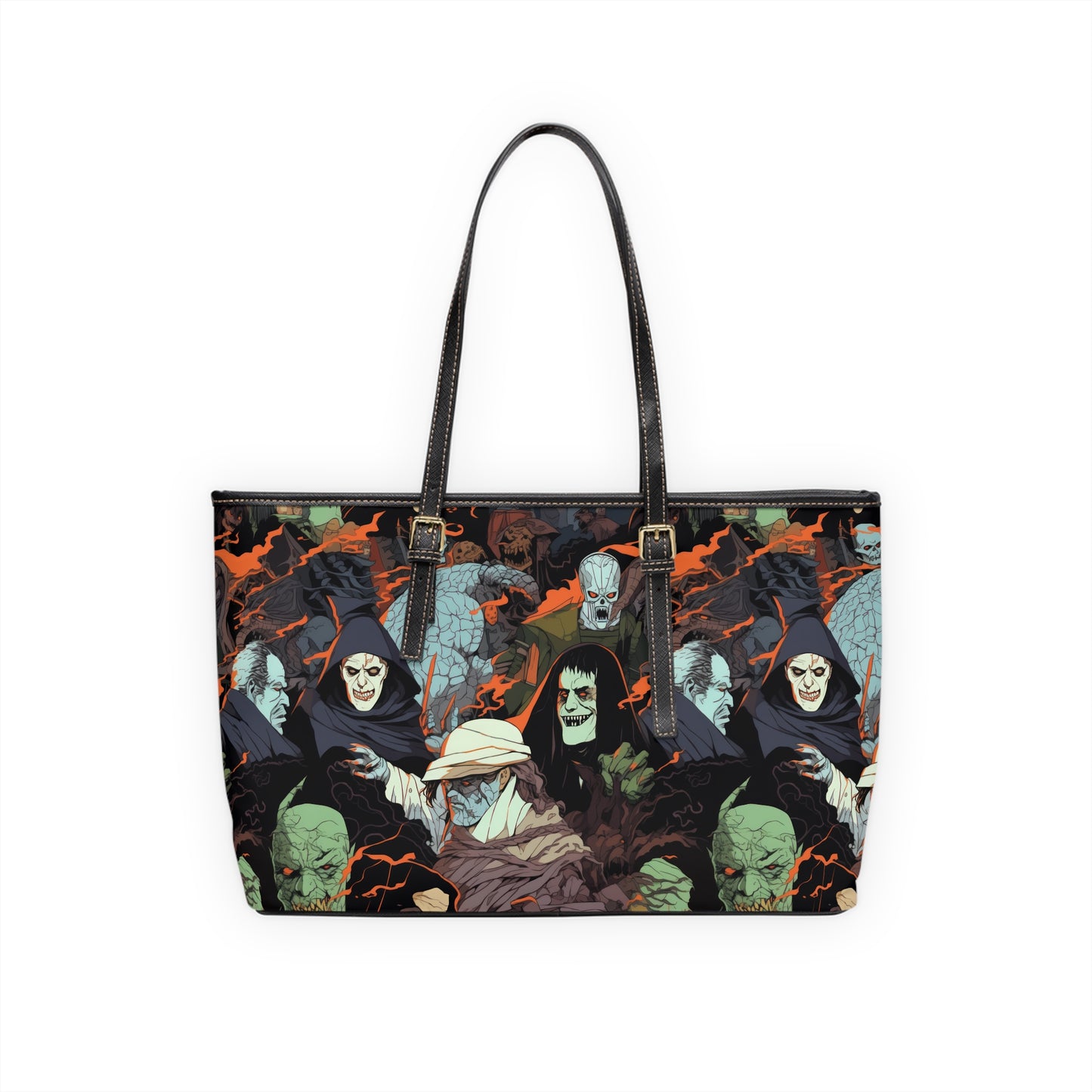 Leather Shoulder Bag - Spooky Monsters Anime Alpha