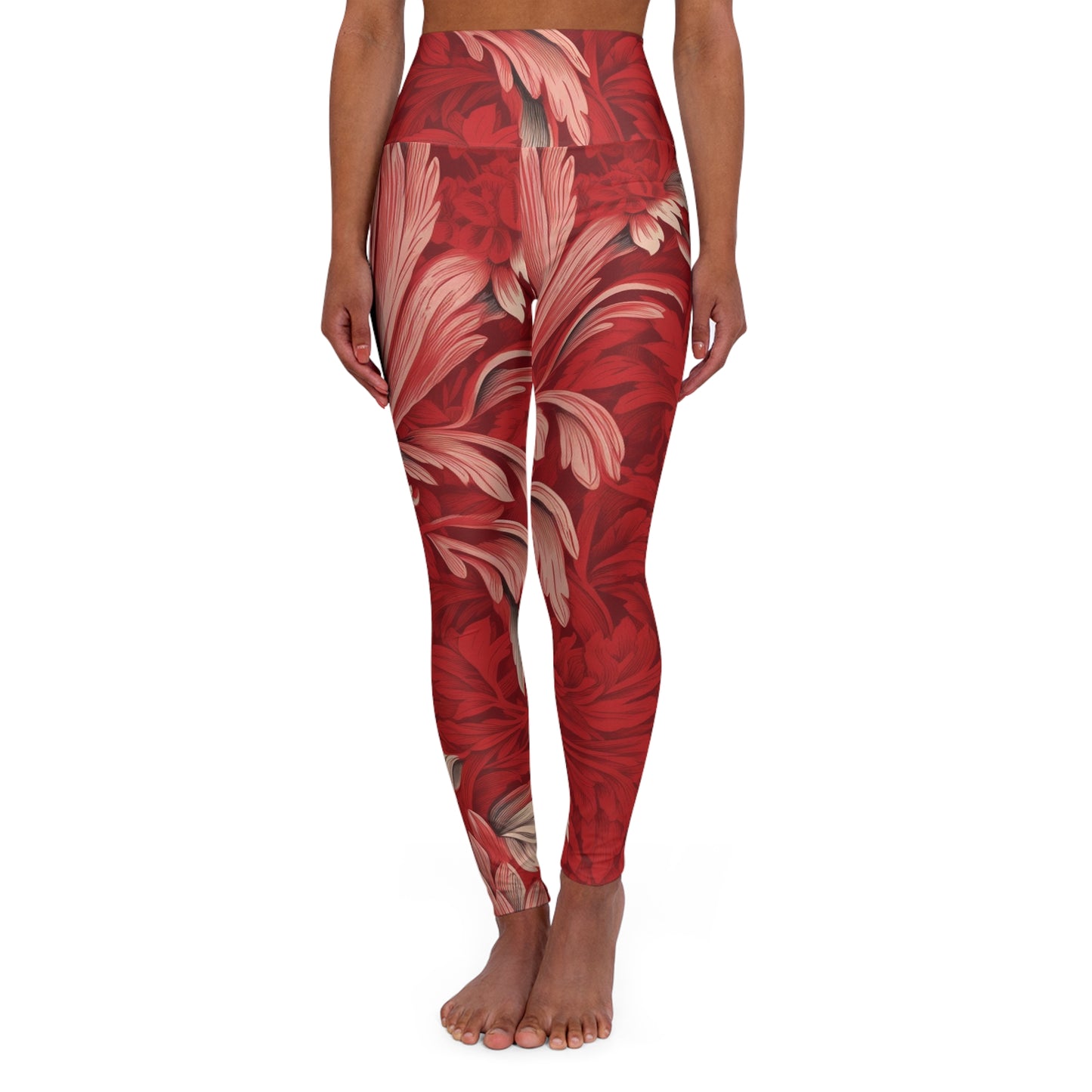 High Waisted Leggings - Impressionist Tulip.