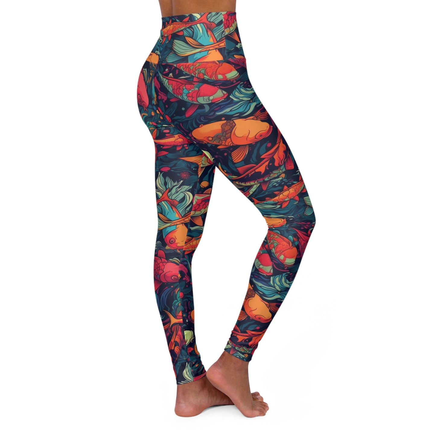 High Waisted Leggings - Koi Menagerie