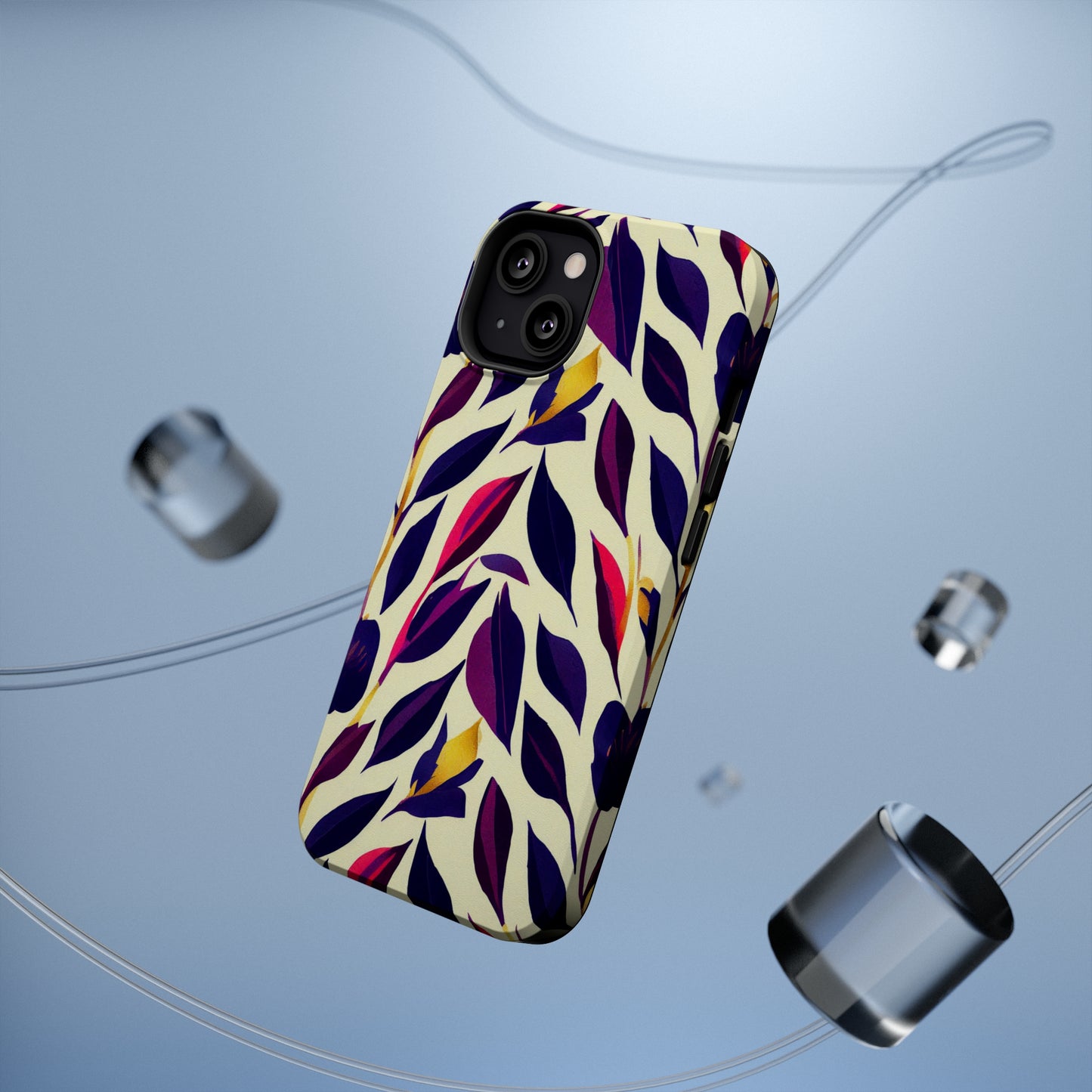 MagSafe Tough iPhone Case - Violet Flourish Damask