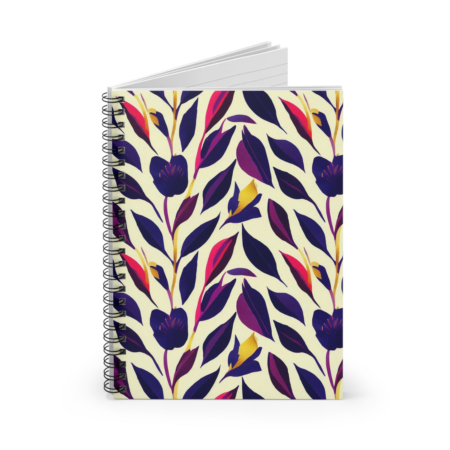 Spiral Notebook with Ruled Line - Violet Flourish Damask