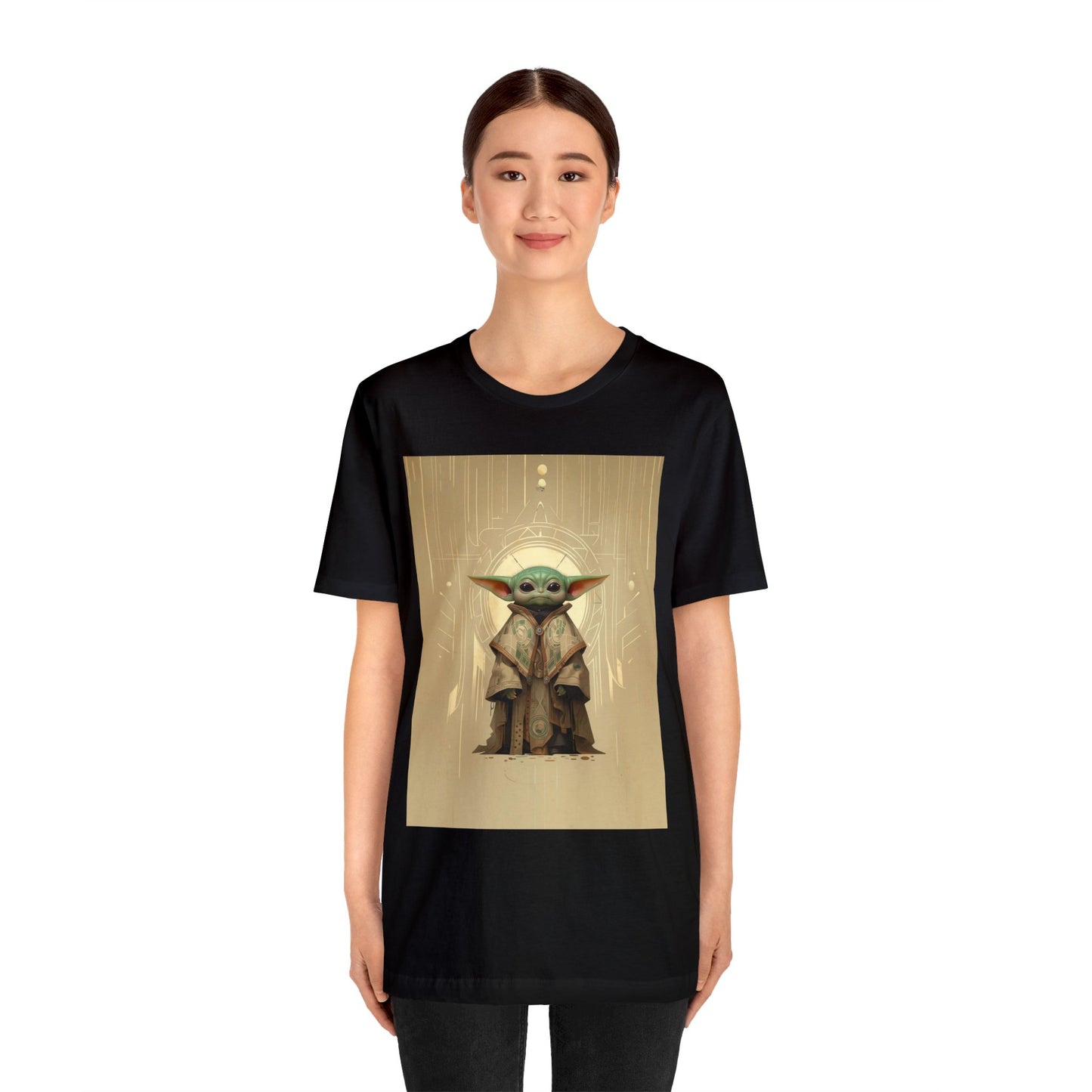 Unisex Jersey Short Sleeve Tee - Baby Yoda Grogu Art Deco Frank Lloyd Wright Design