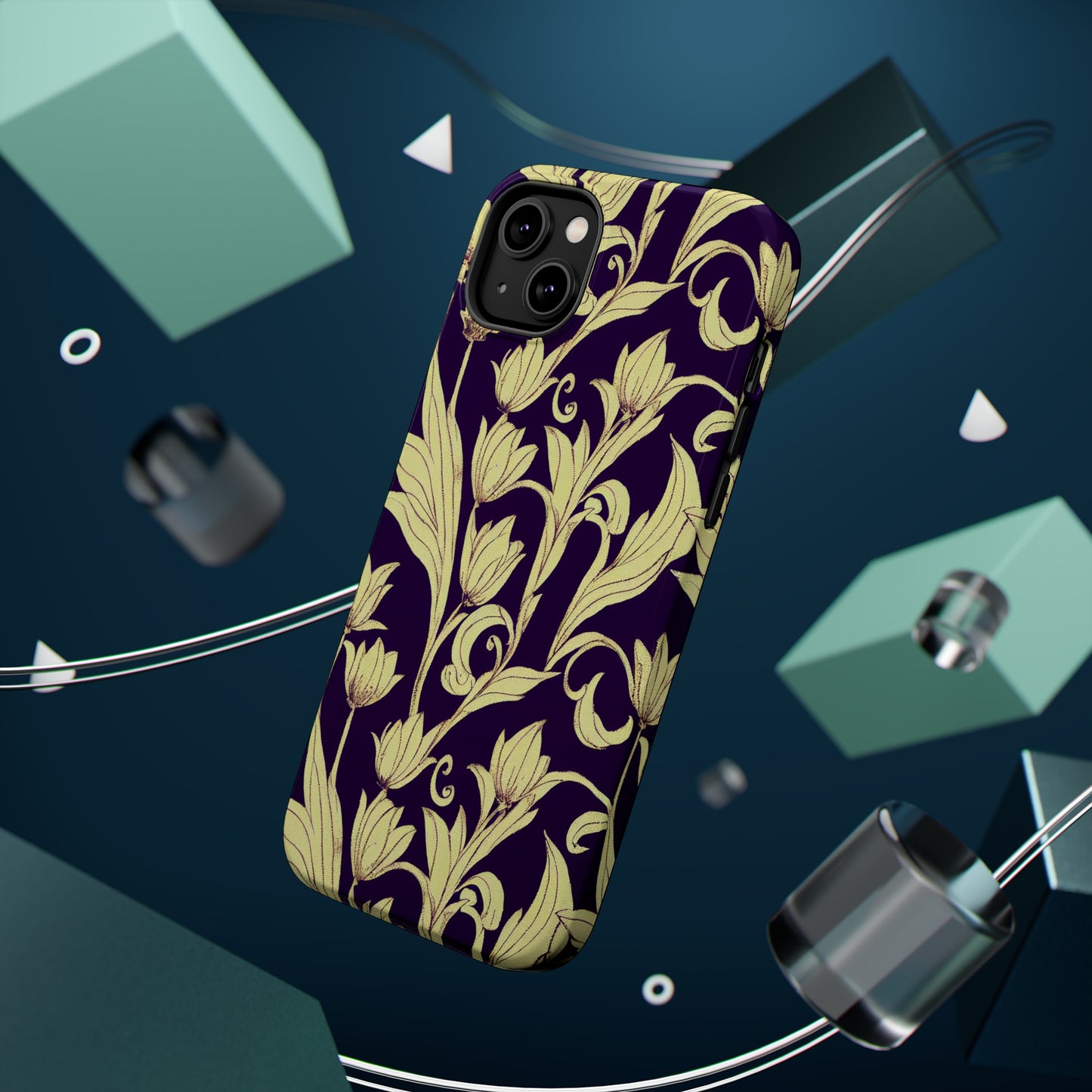 MagSafe Tough iPhone Case - Baroque Blossom Damask