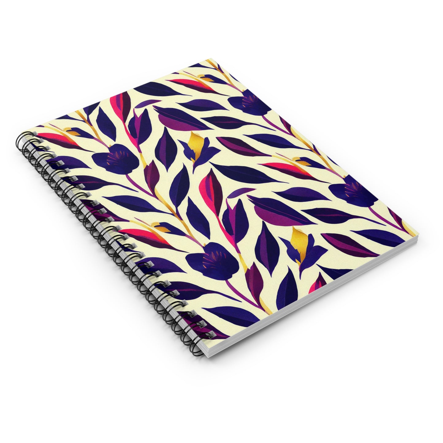 Spiral Notebook with Ruled Line - Violet Flourish Damask