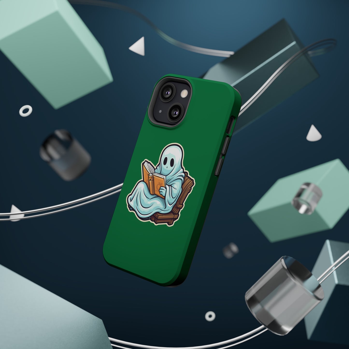 Ghost Reading Books iPhone Case, Halloween Teacher Gift, Librarian, Ghost, Halloween MagSafe Tough iPhone Case