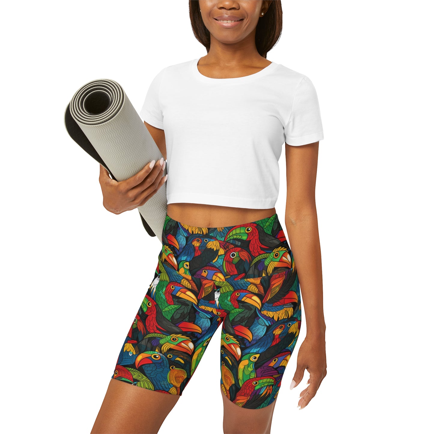 High Waisted Yoga Shorts - Toucan Clan