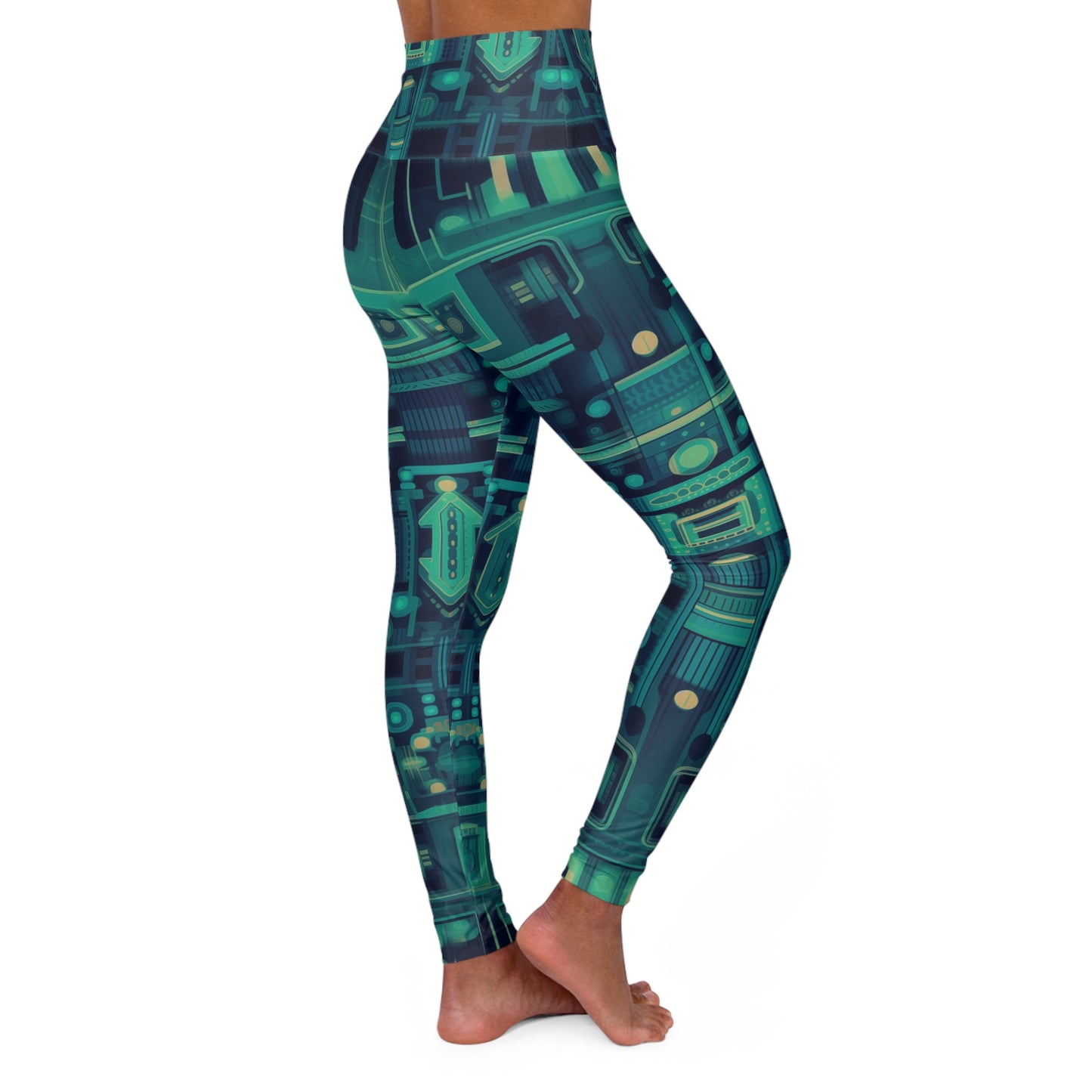 High Waisted Leggings - Annora Phalakasana Space Invader