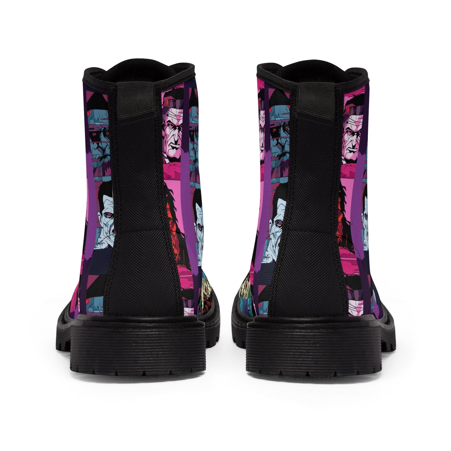 Women's Canvas Boots - Spooky Monsters Anime Beta