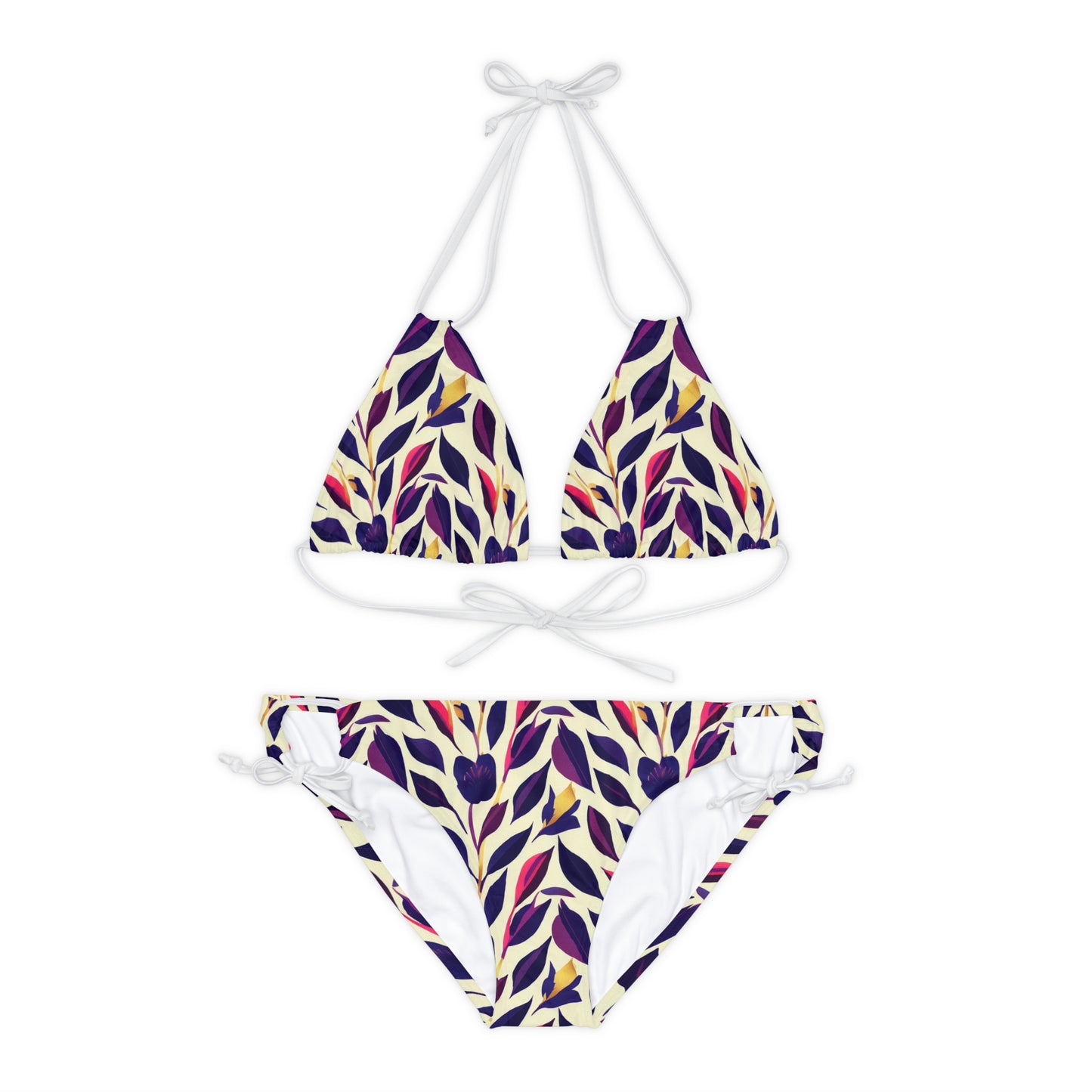 Strappy Bikini Set - Violet Flourish Damask