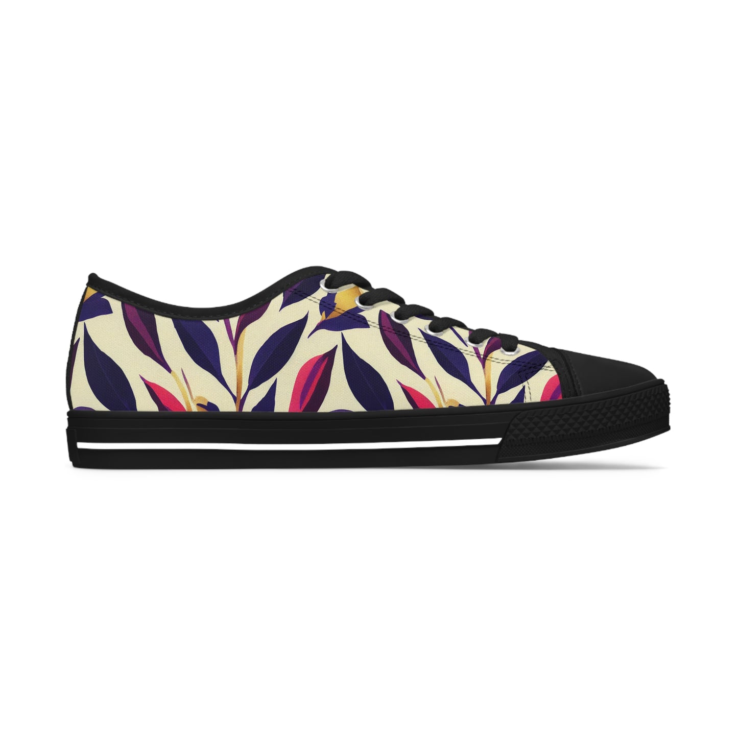 Violet Flourish Damask - Women's Low Top Sneakers