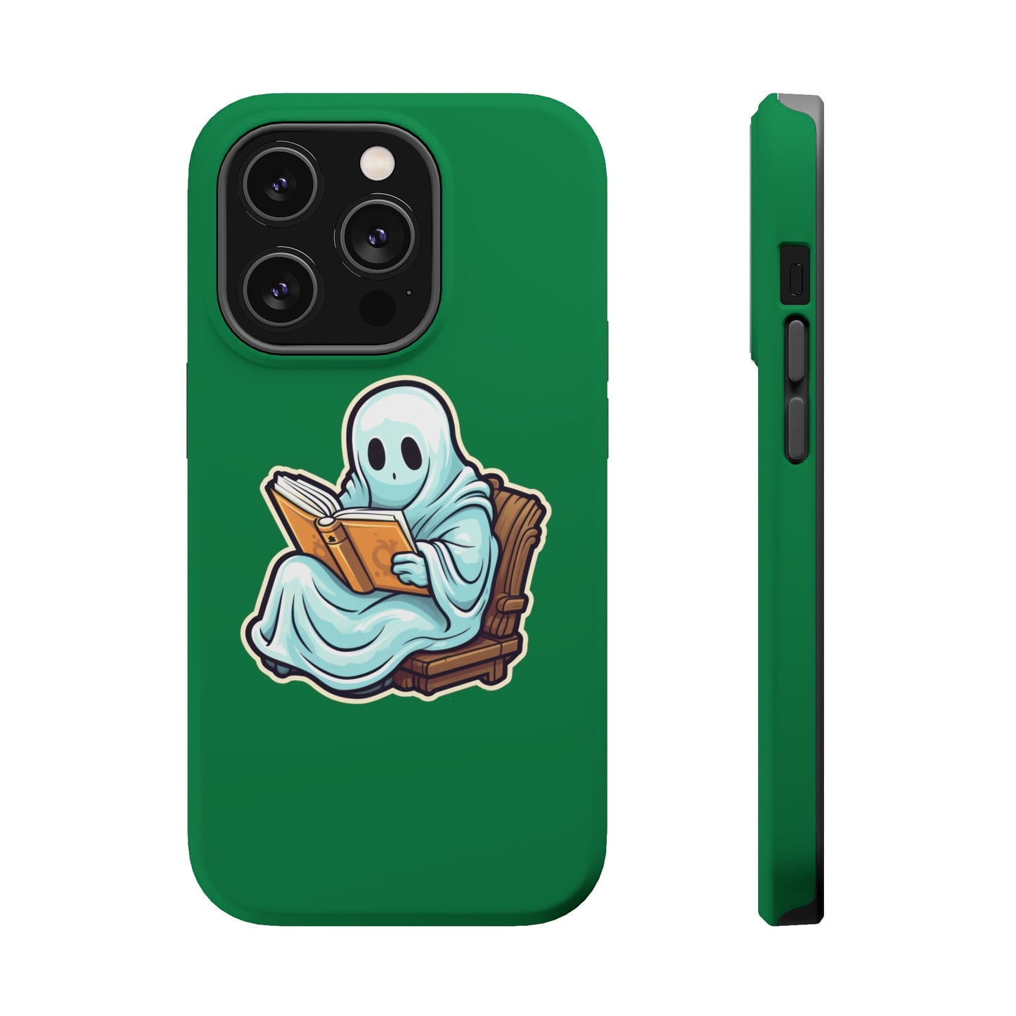 Ghost Reading Books iPhone Case, Halloween Teacher Gift, Librarian, Ghost, Halloween MagSafe Tough iPhone Case
