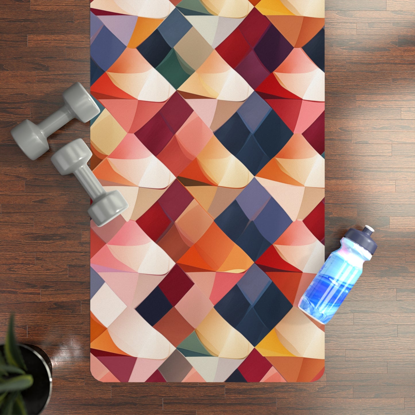 Rubber Yoga Mat- Parisian Harlequin Pattern