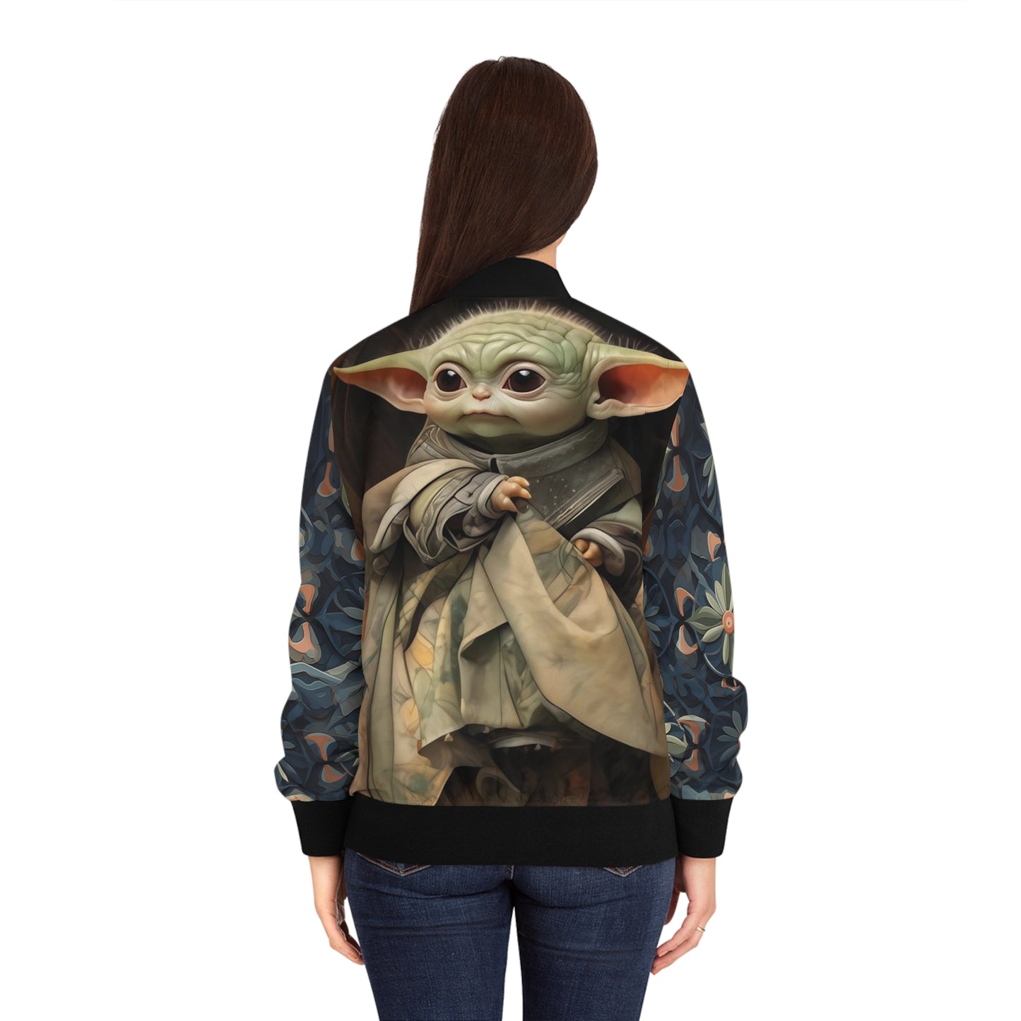 Women's Bomber Jacket - Baby Yoda Grogu Renaissance Painting