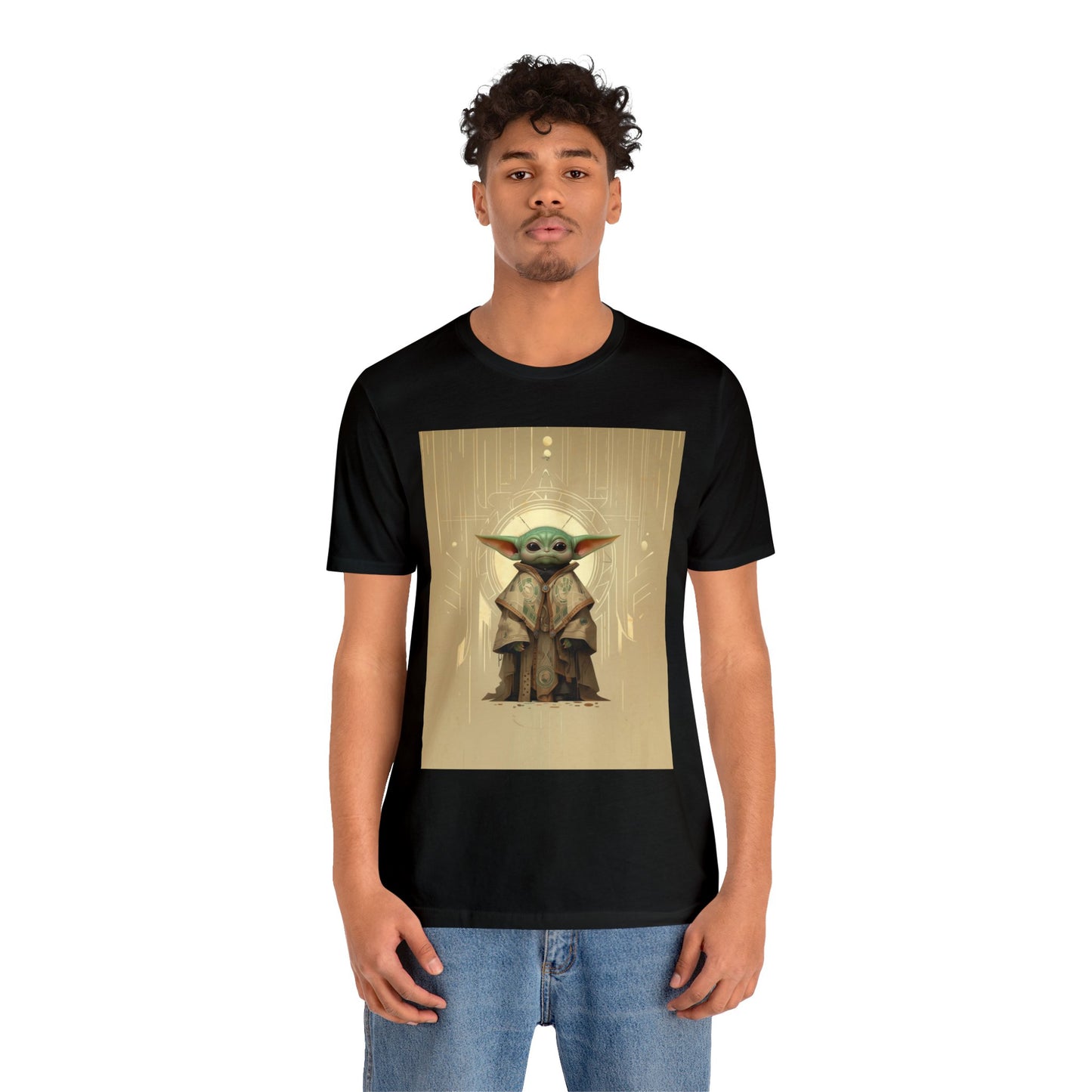 Unisex Jersey Short Sleeve Tee - Baby Yoda Grogu Art Deco Frank Lloyd Wright Design