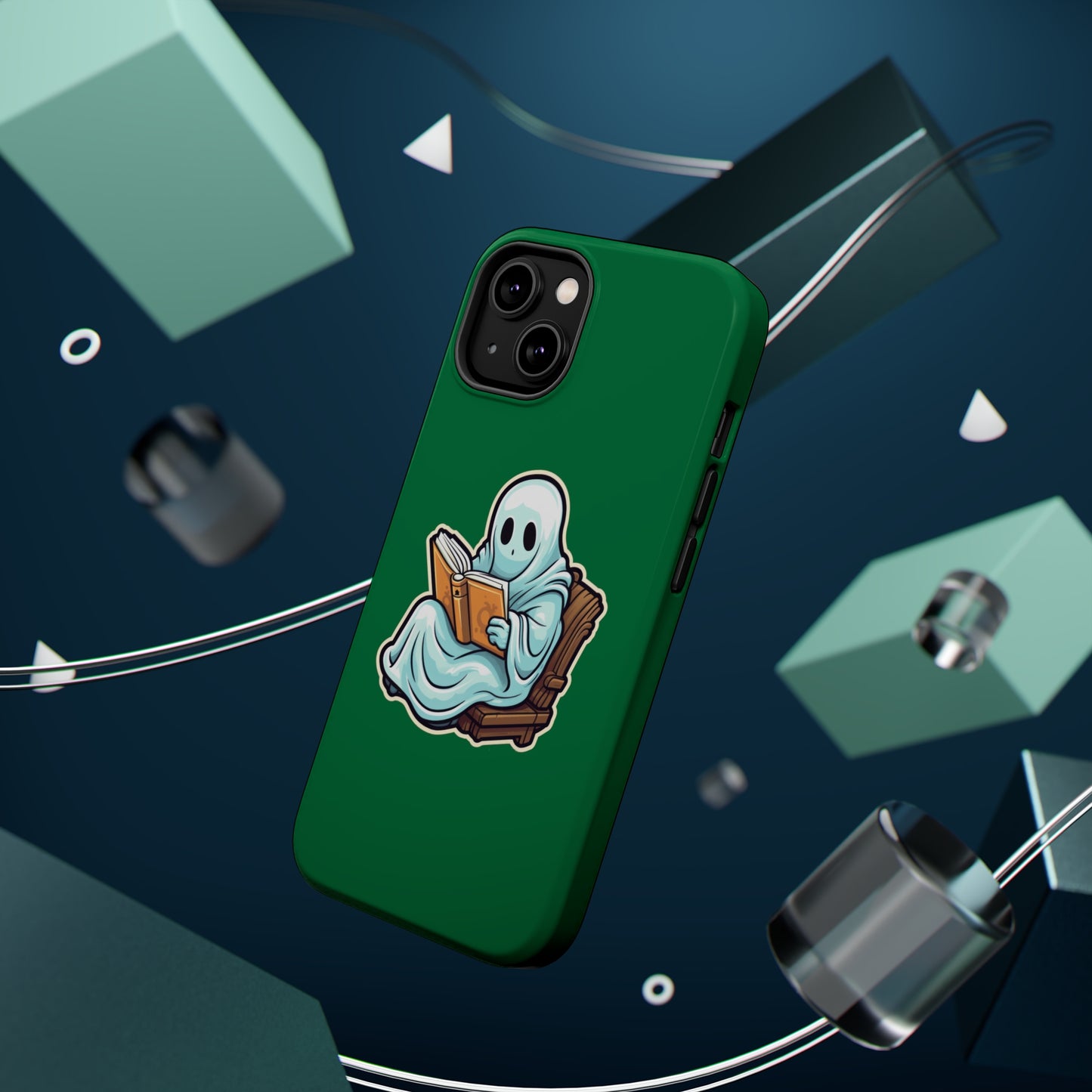 Ghost Reading Books iPhone Case, Halloween Teacher Gift, Librarian, Ghost, Halloween MagSafe Tough iPhone Case