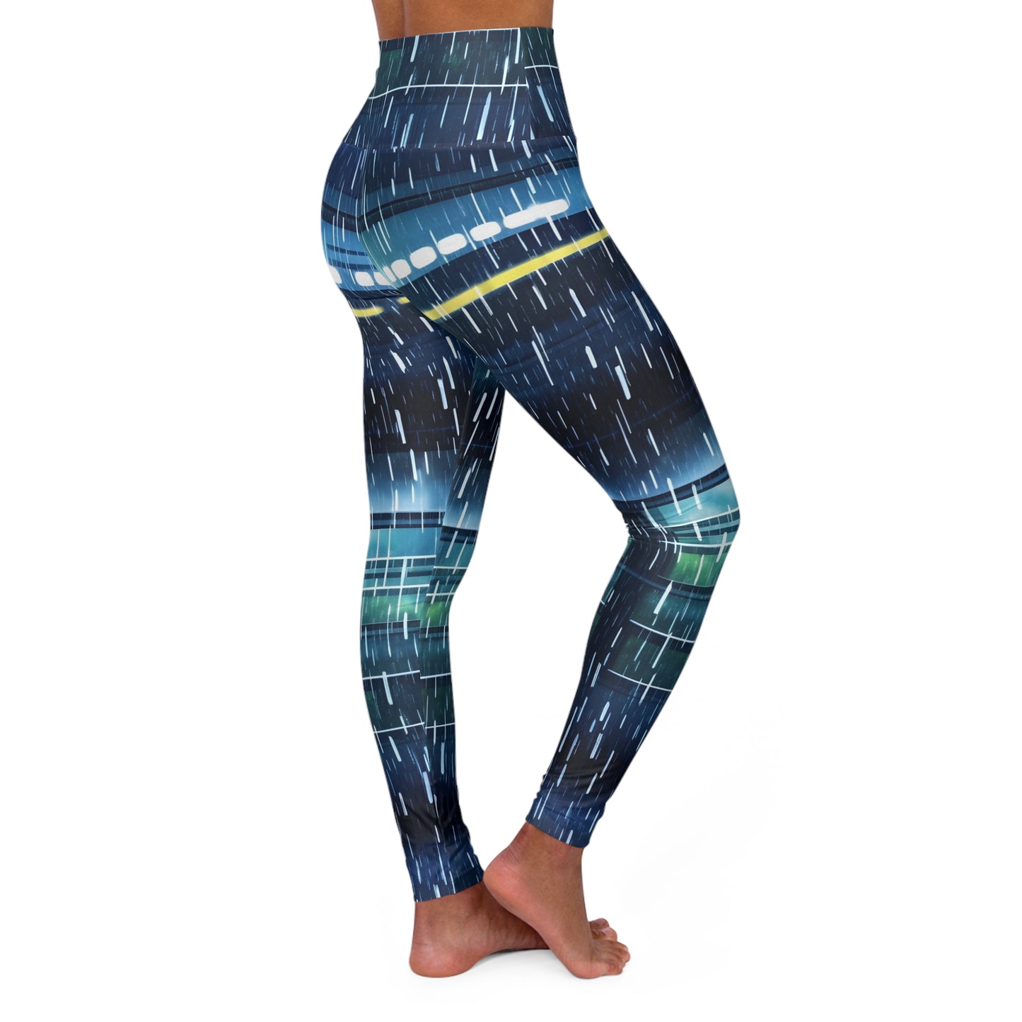 High Waisted Leggings - Bullet Train Typhoon