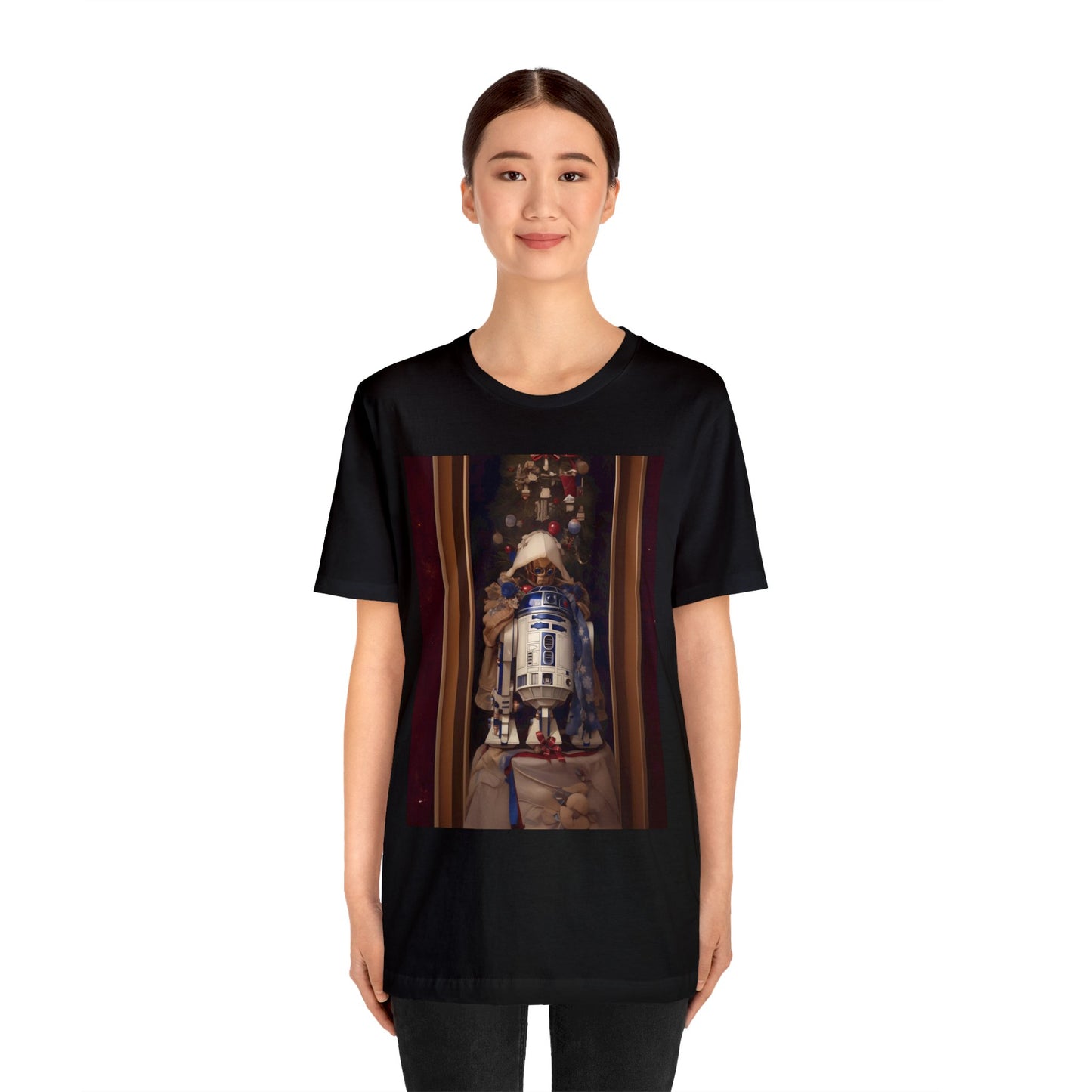 Unisex Jersey Short Sleeve Tee - R2D2 Norman Rockwell Christmas Card