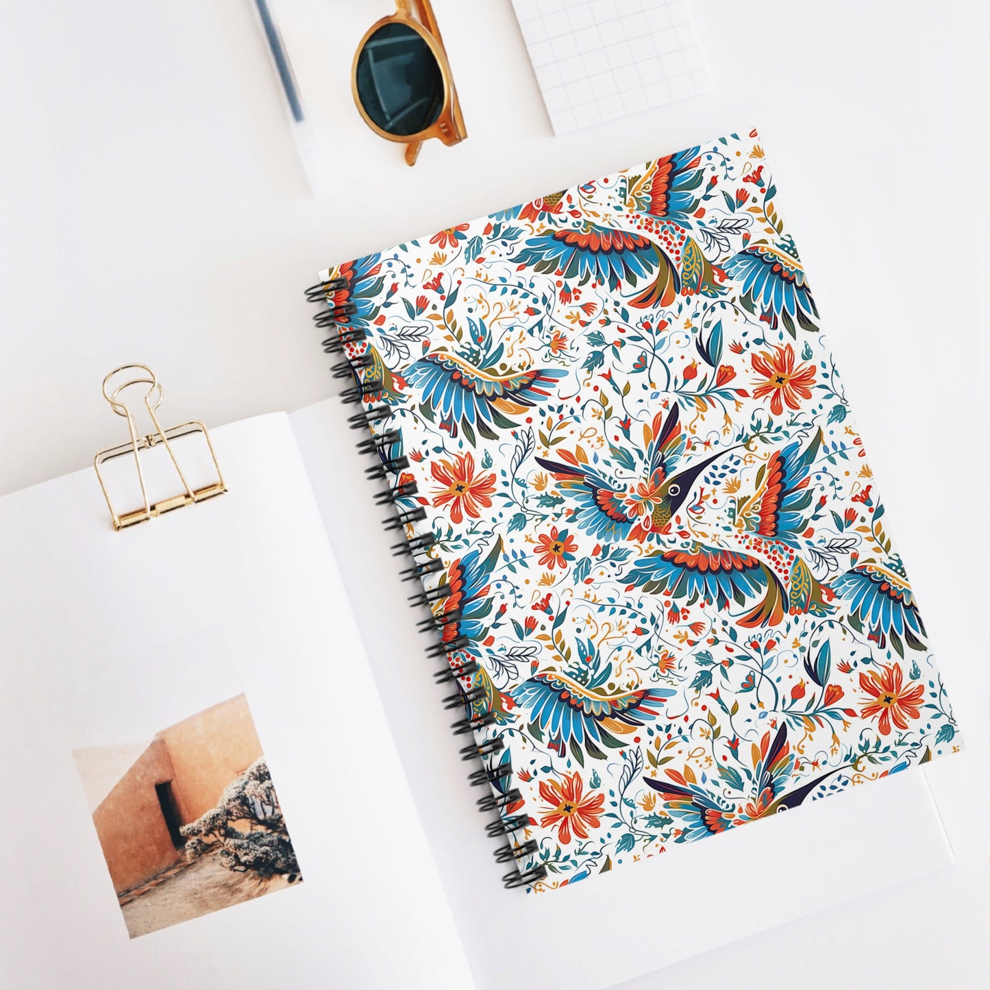 Spiral Notebook with Ruled Line - Colibri Abstract