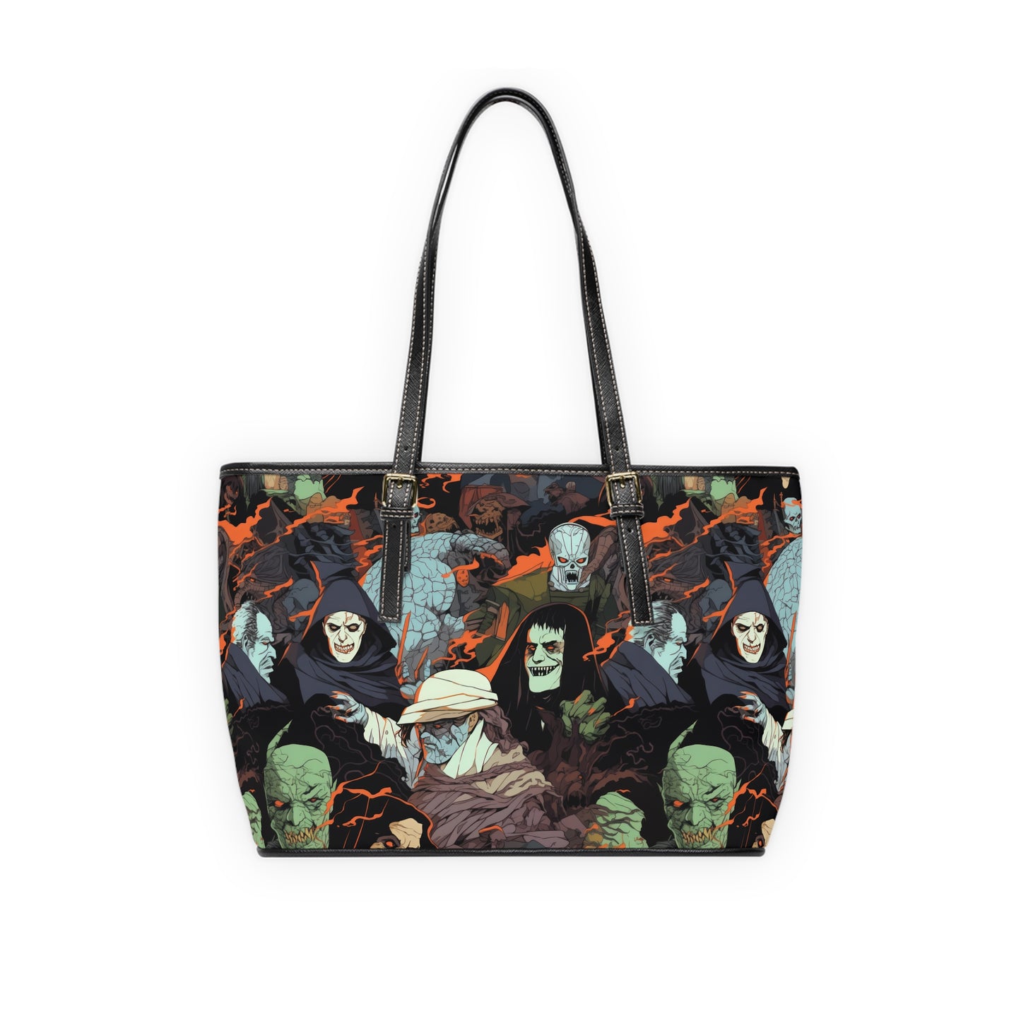 Leather Shoulder Bag - Spooky Monsters Anime Alpha