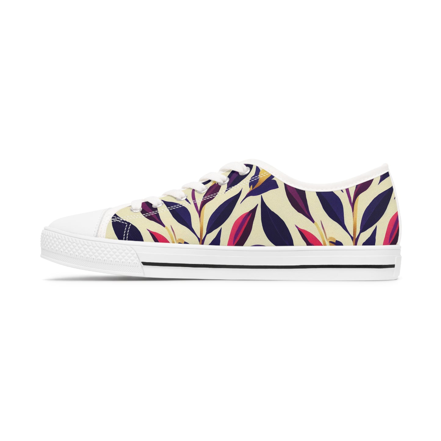 Violet Flourish Damask - Women's Low Top Sneakers