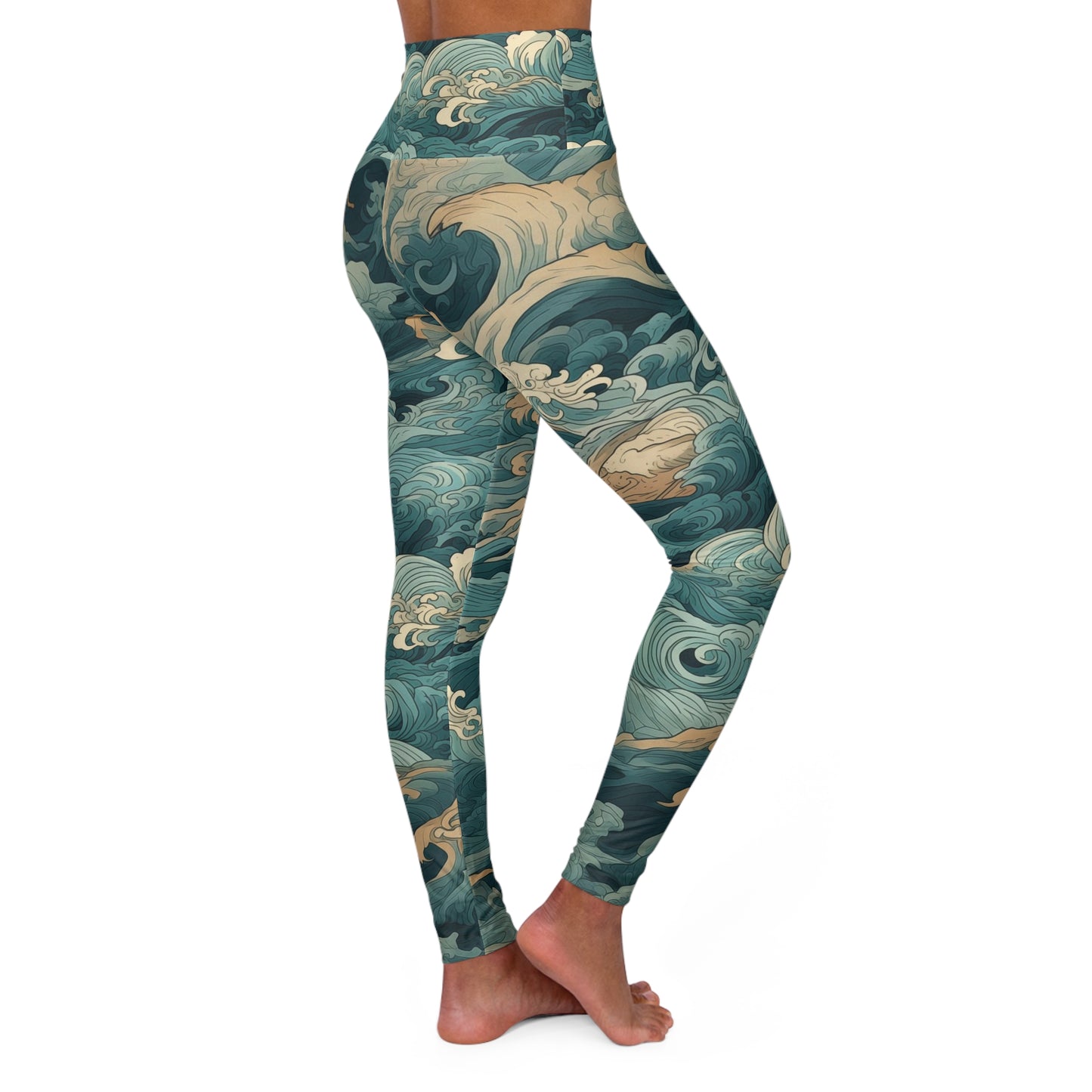 High Waisted Leggings - Elric Belmont Anime Ocean