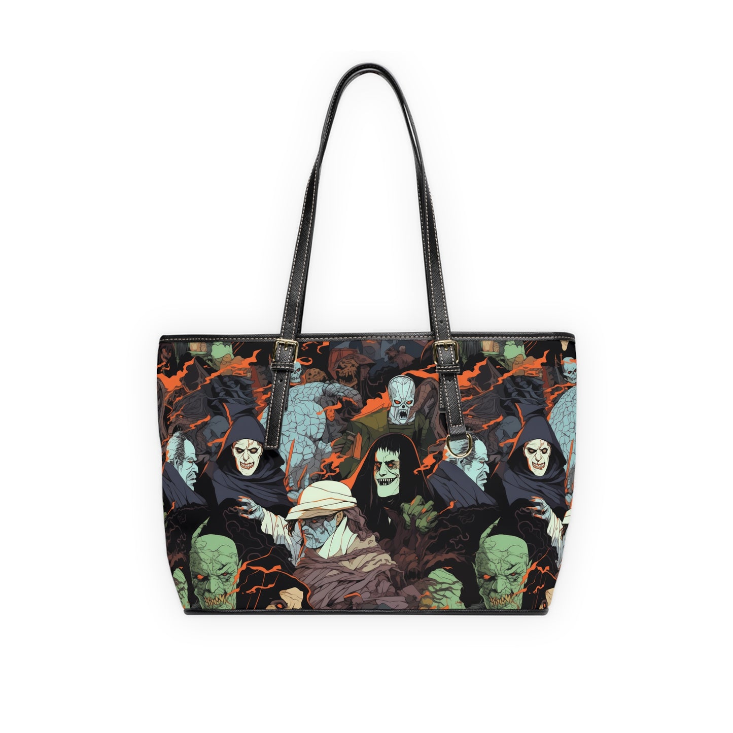 Leather Shoulder Bag - Spooky Monsters Anime Alpha