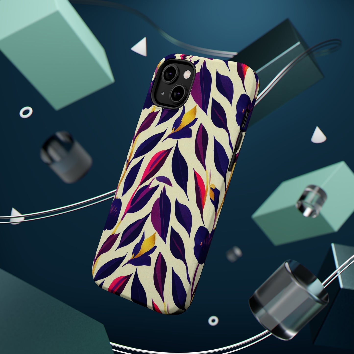 MagSafe Tough iPhone Case - Violet Flourish Damask