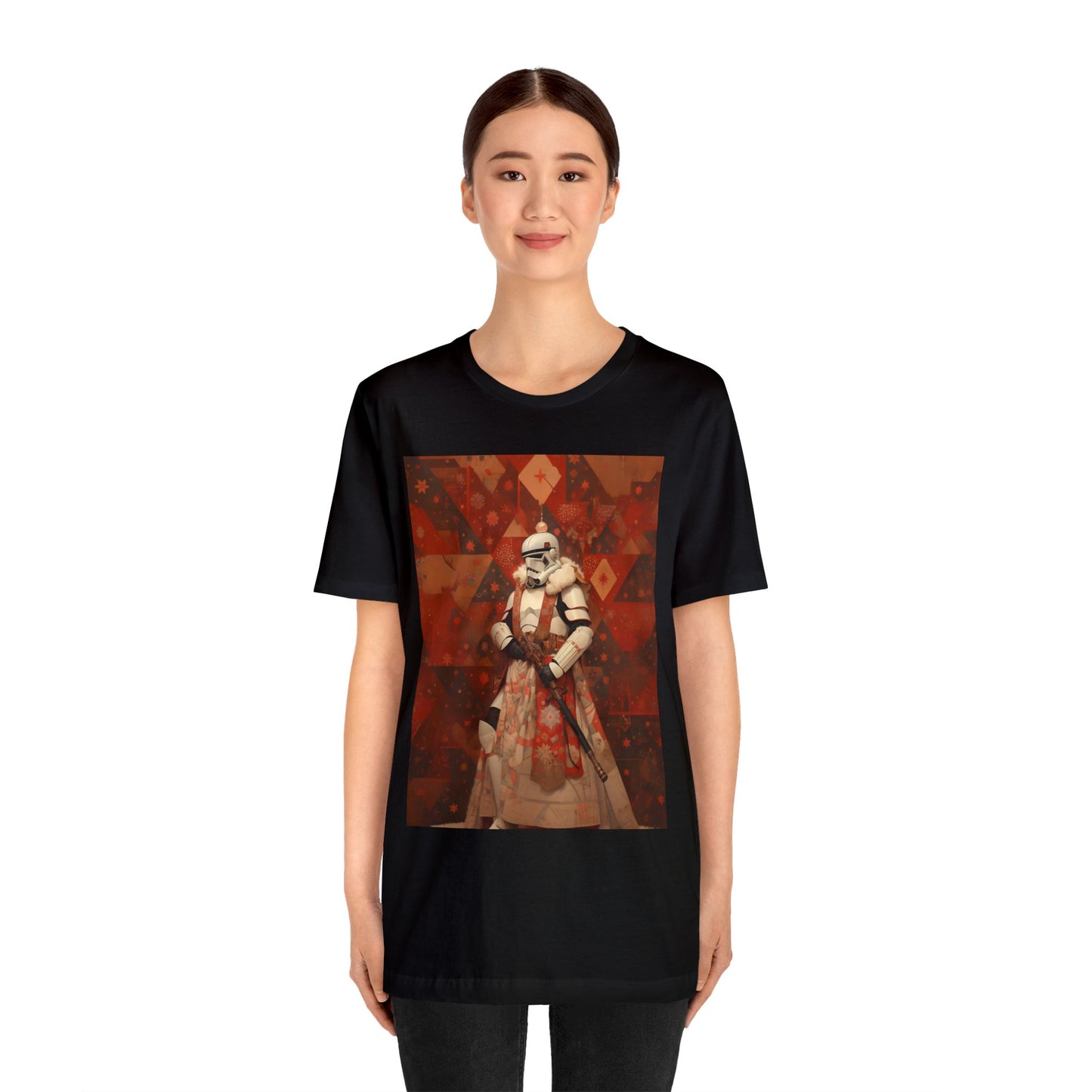 Unisex Jersey Short Sleeve Tee - Storm Trooper Norman Rockwell Christmas Card.png