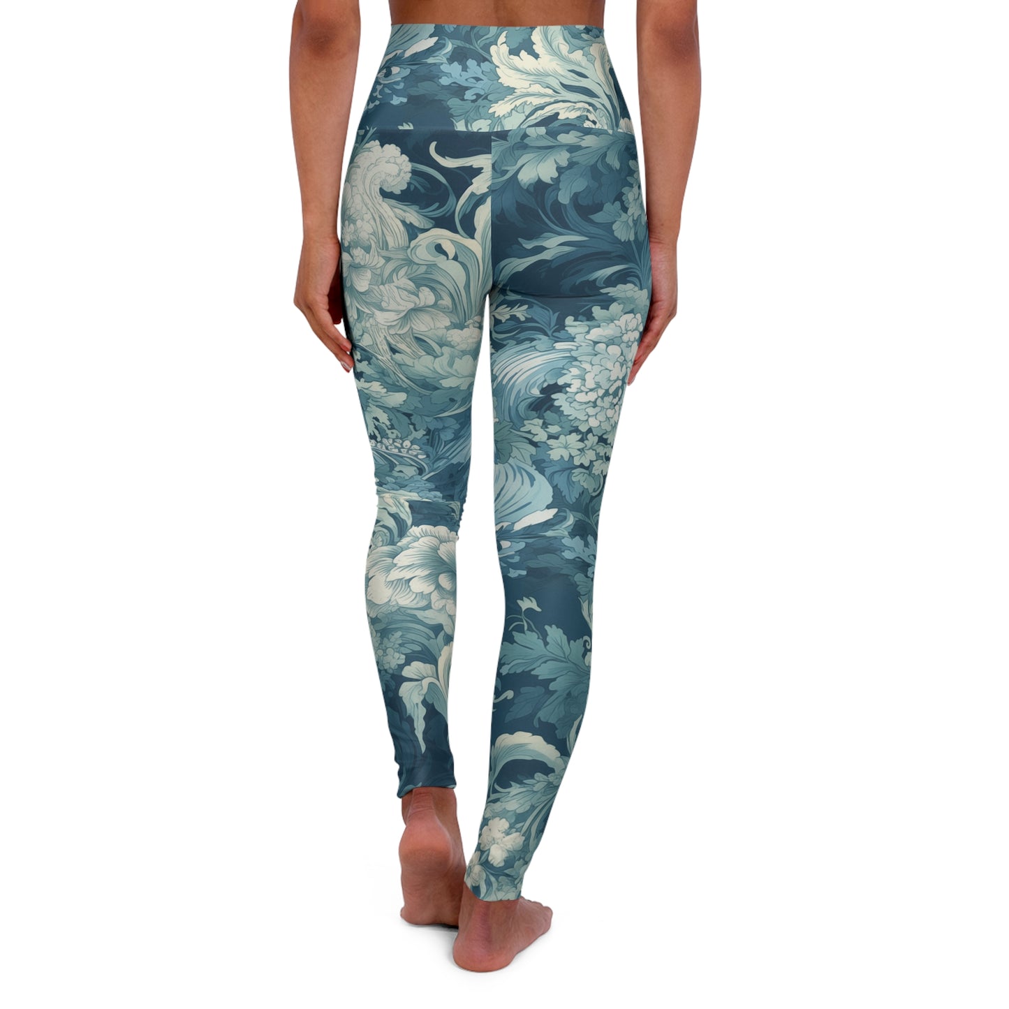 High Waisted Leggings - Modern Parisian Jouy