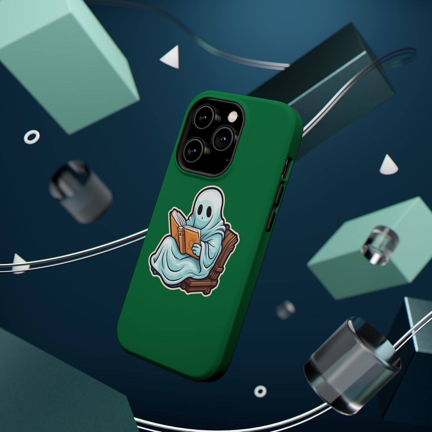 Ghost Reading Books iPhone Case, Halloween Teacher Gift, Librarian, Ghost, Halloween MagSafe Tough iPhone Case