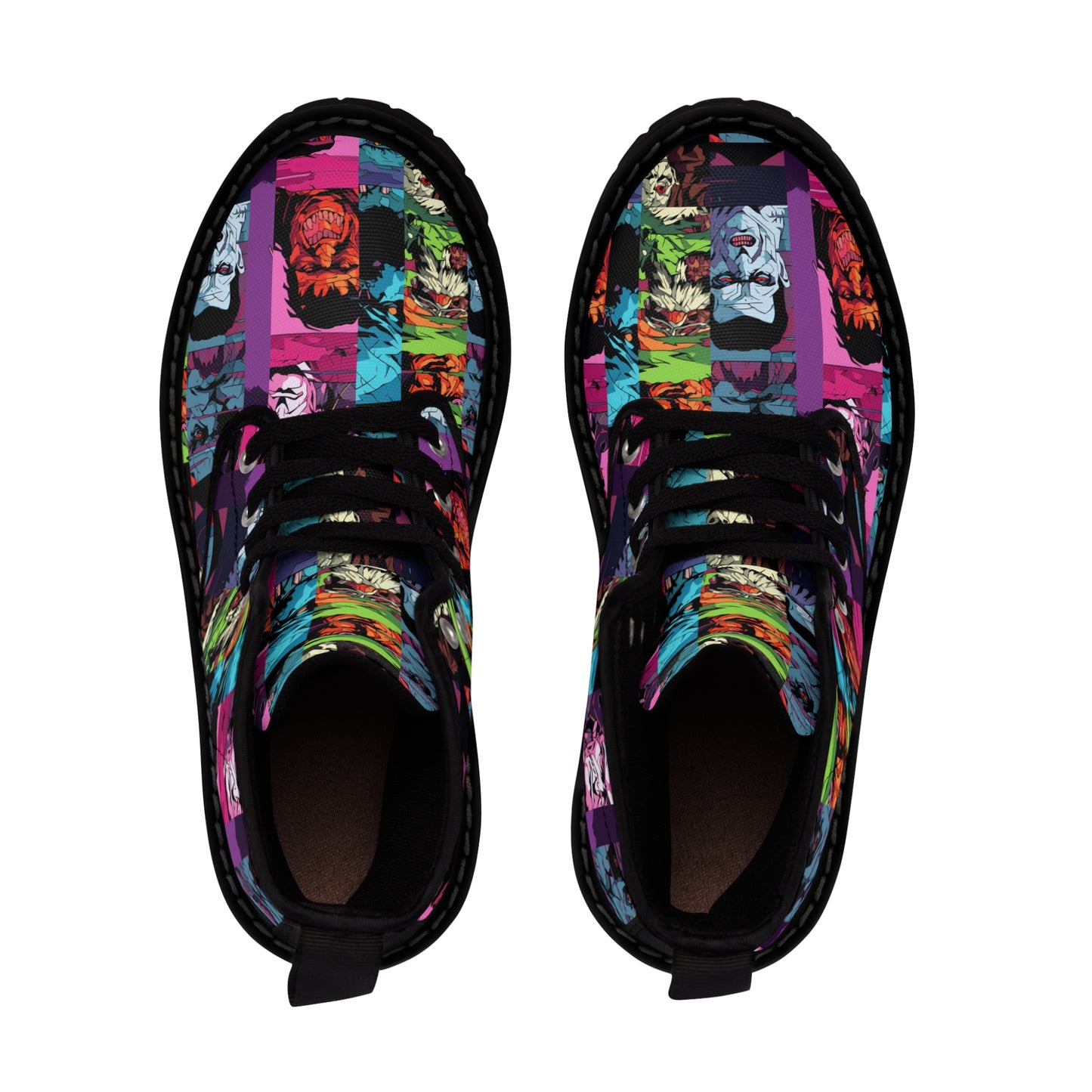 Men's Canvas Boots - Spooky Monsters Anime Beta