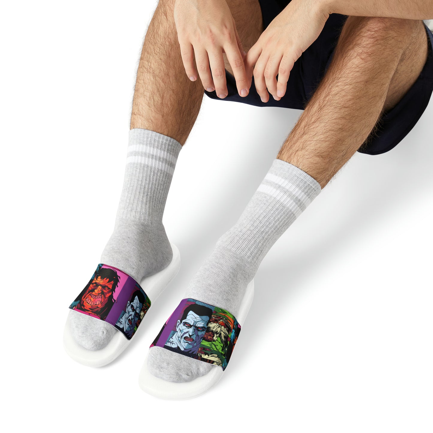 Men's Slide Sandals - Spooky Monsters Anime Beta