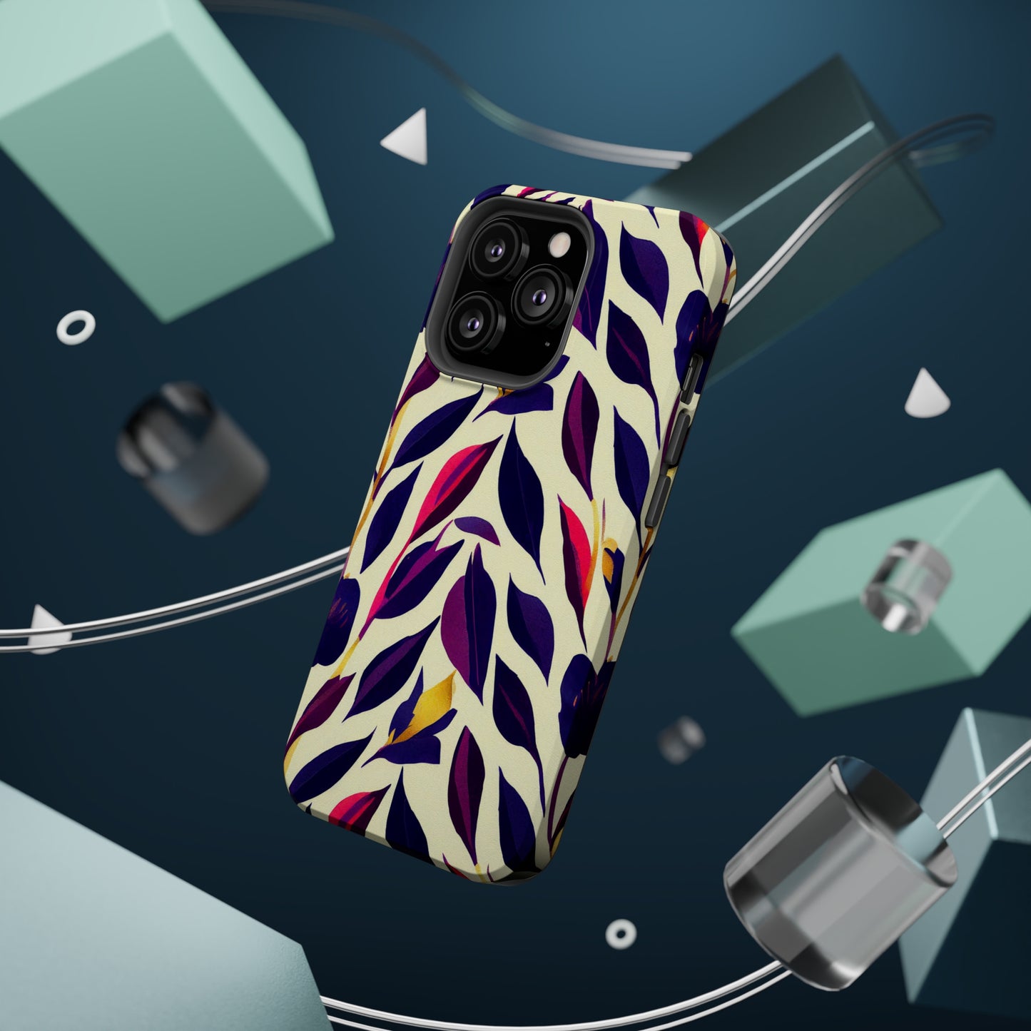 MagSafe Tough iPhone Case - Violet Flourish Damask