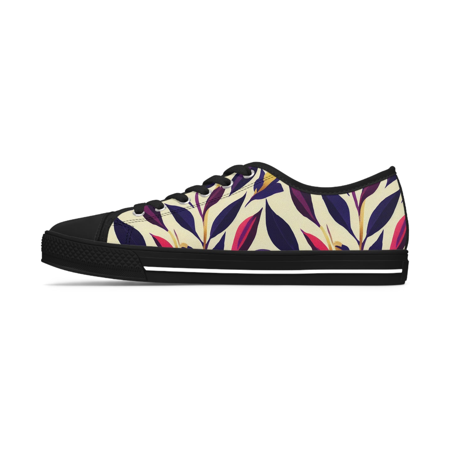 Violet Flourish Damask - Women's Low Top Sneakers