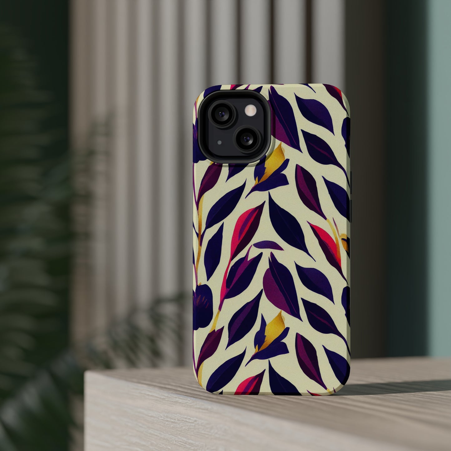 MagSafe Tough iPhone Case - Violet Flourish Damask