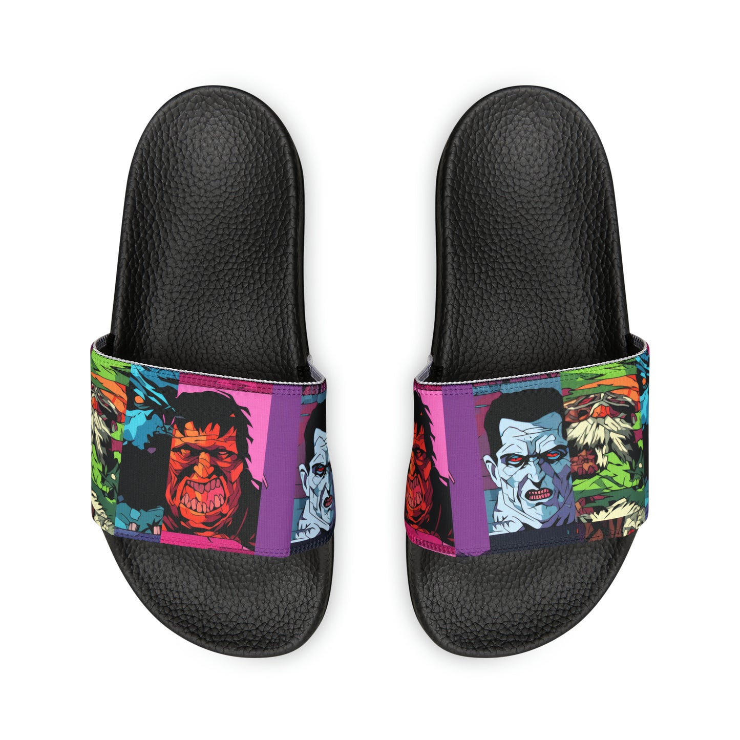 Women's Slide Sandals - Spooky Monsters Anime Beta