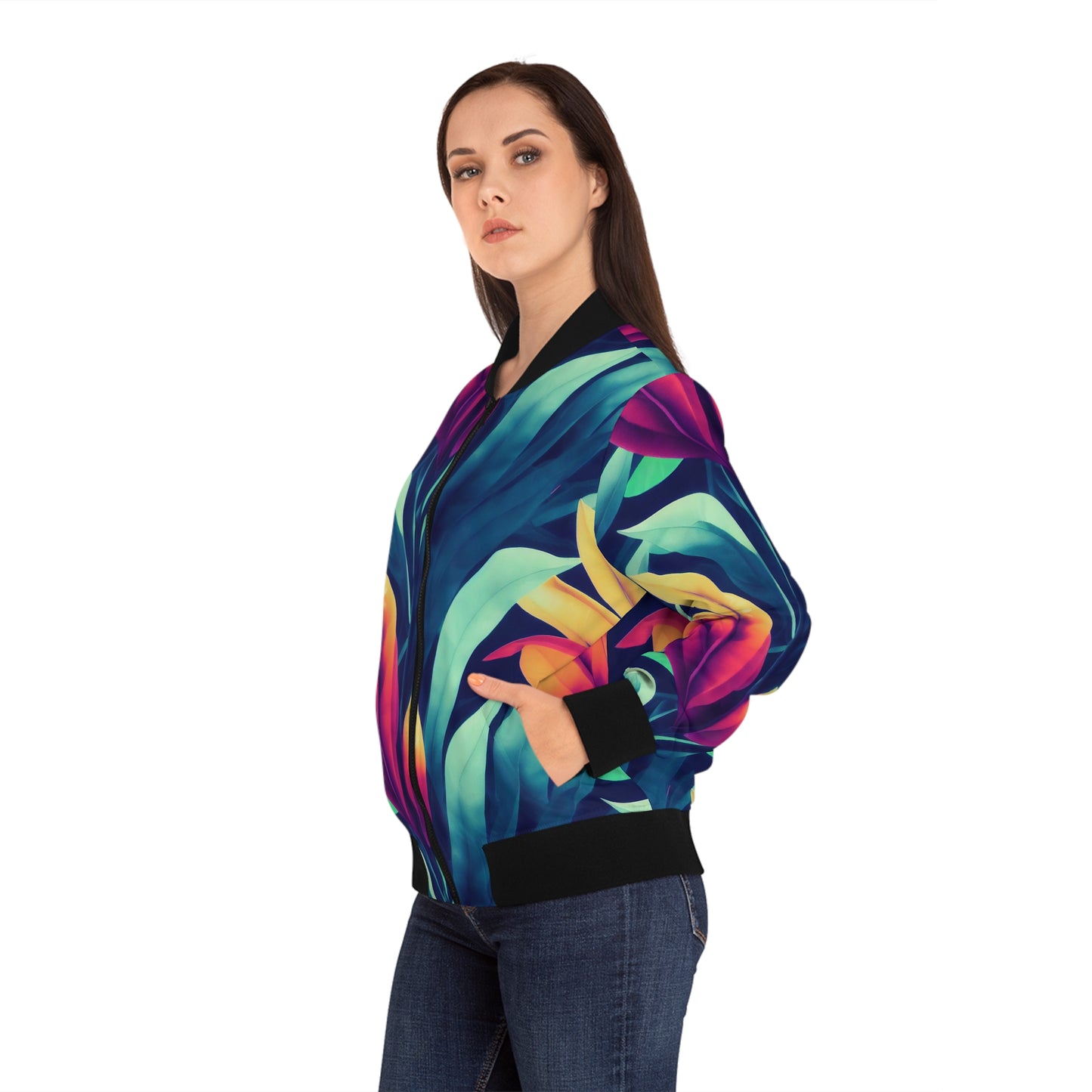 Women's Bomber Jacket - Tropical Oasis