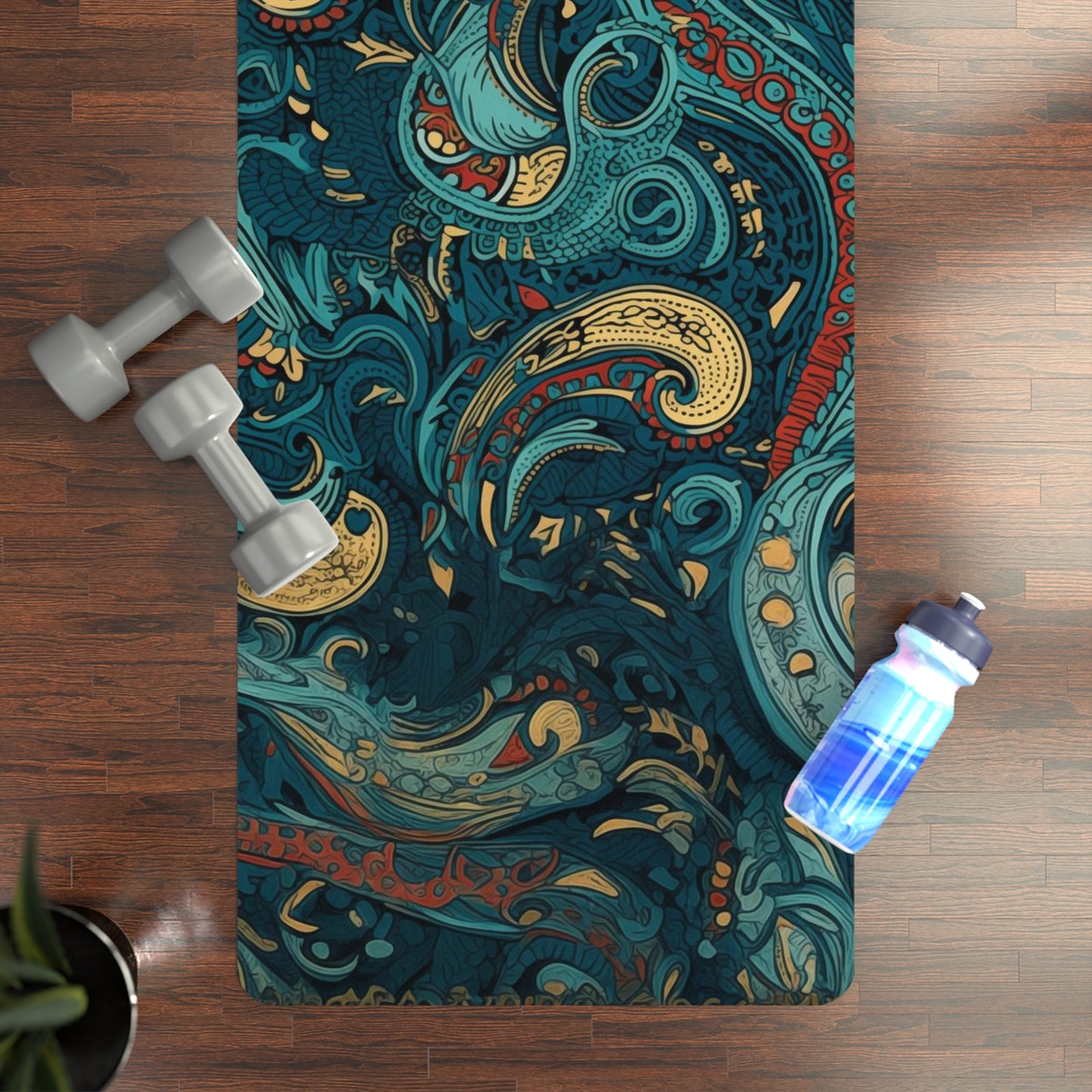 Rubber Yoga Mat- Martine Trikonasana Paisley