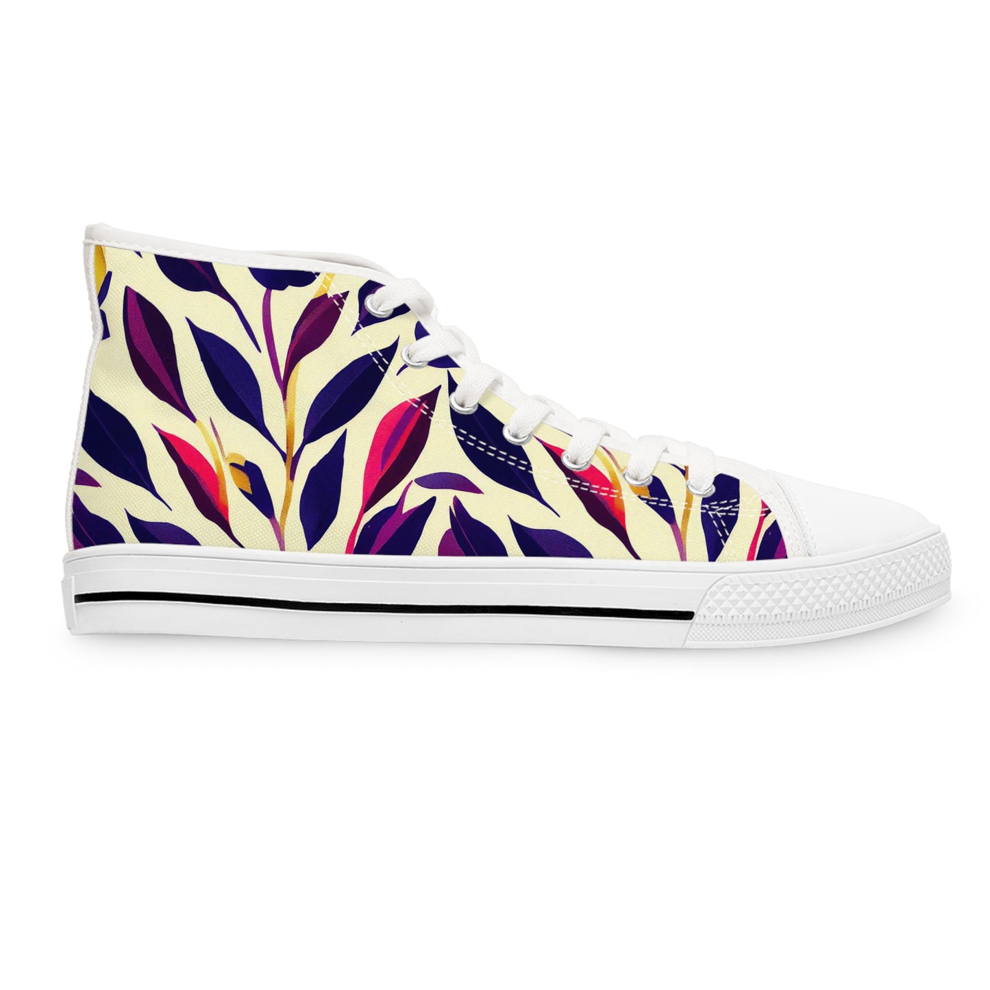 Women's High Top Sneakers - Violet Flourish Damask