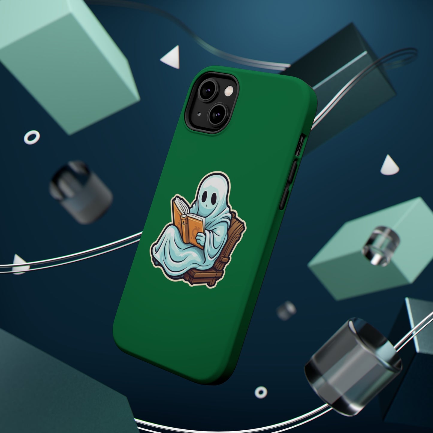 Ghost Reading Books iPhone Case, Halloween Teacher Gift, Librarian, Ghost, Halloween MagSafe Tough iPhone Case