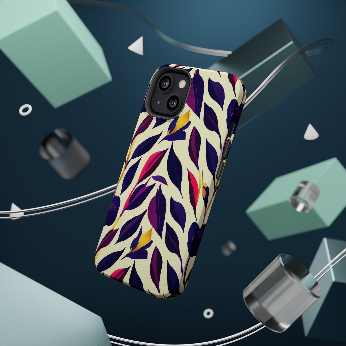 MagSafe Tough iPhone Case - Violet Flourish Damask