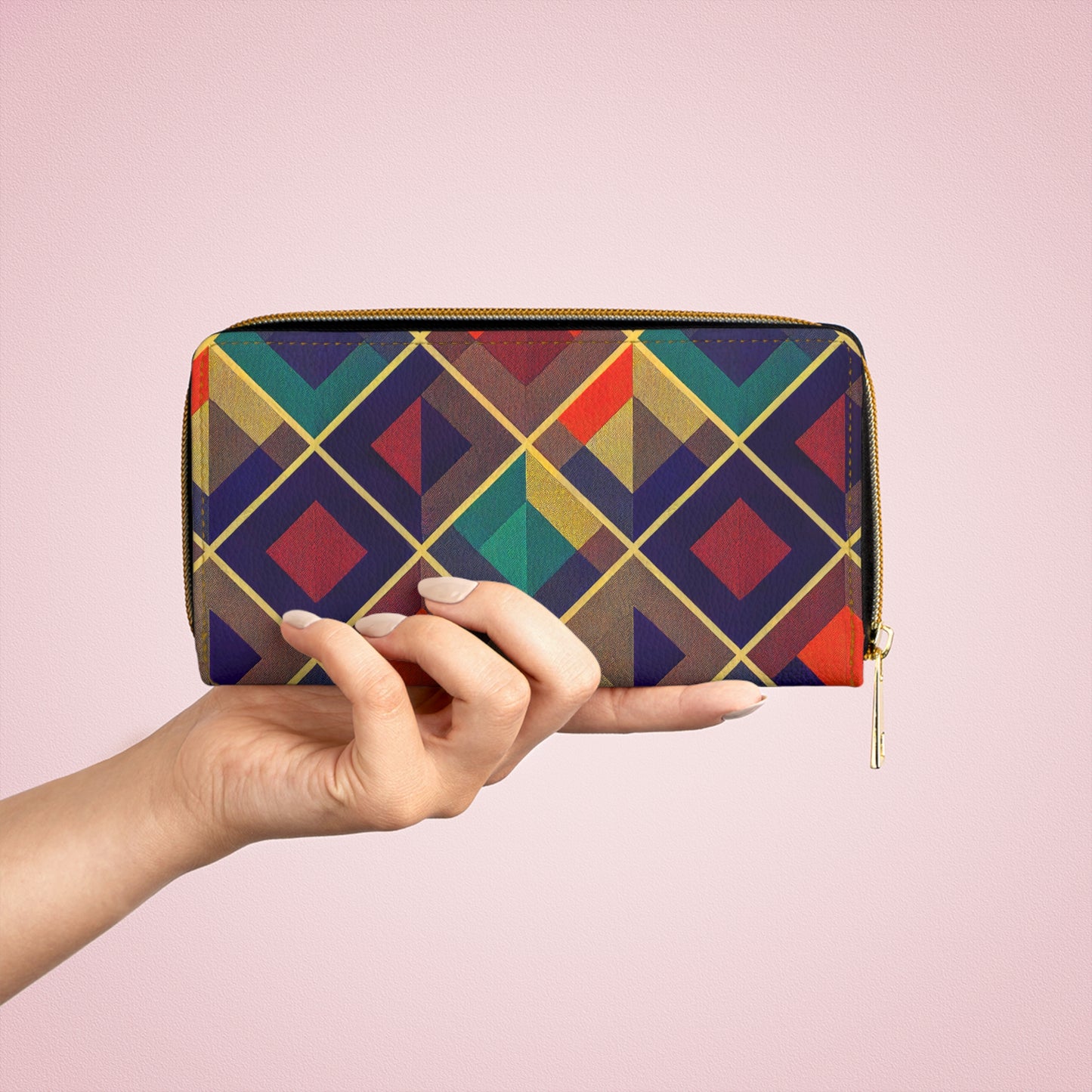 Zipper Wallet - Herringbone Kaleidoscope